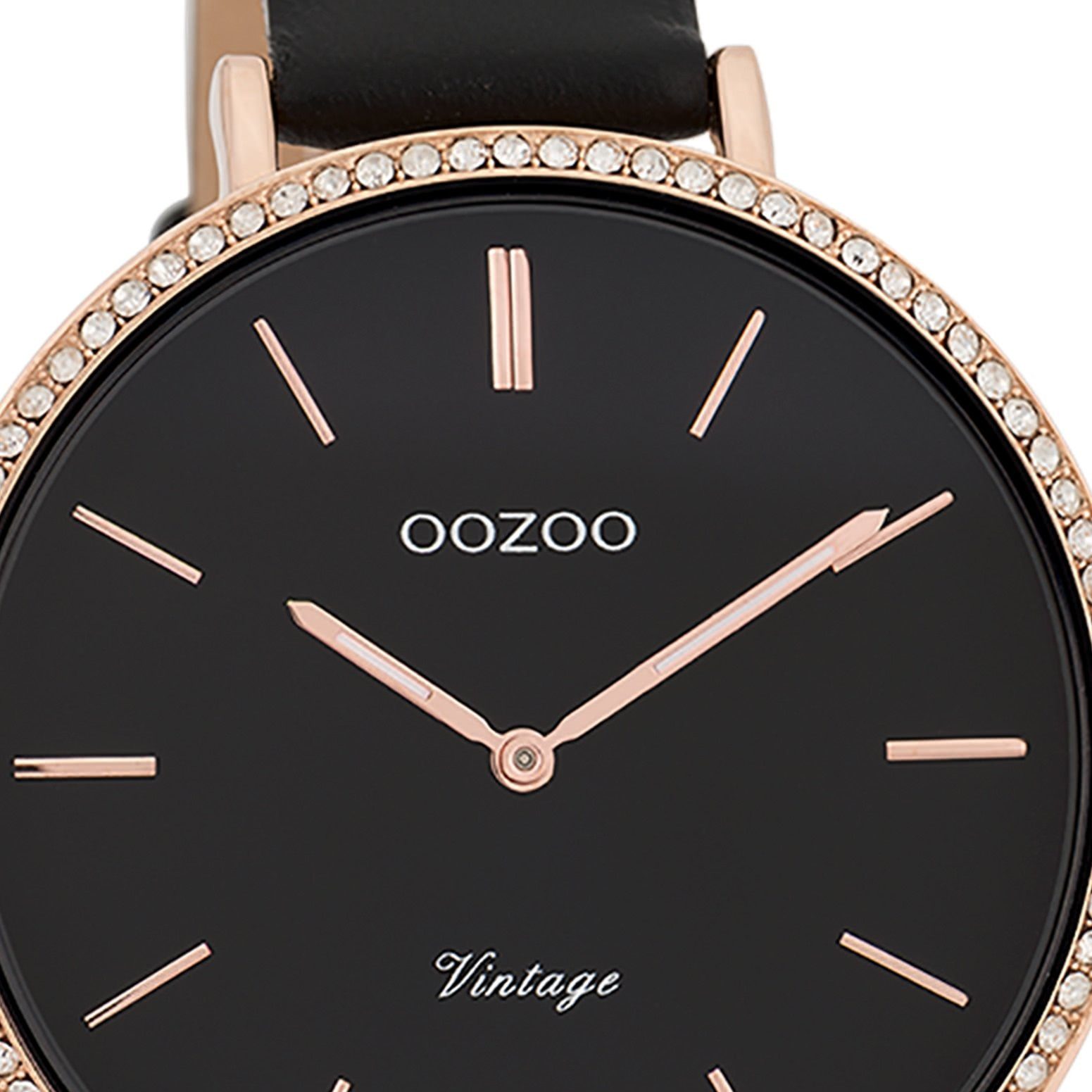 (ca. groß Lederarmband, Damen Armbanduhr Analog, Quarzuhr Fashion-Style Timepieces 40mm) Damenuhr Oozoo OOZOO rund,