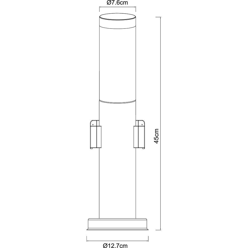 Steckdosen inklusive, Edelstahl Außen-Stehlampe, Sockelleuchte 2 Warmweiß, LED LED Leuchtmittel etc-shop mit Außen