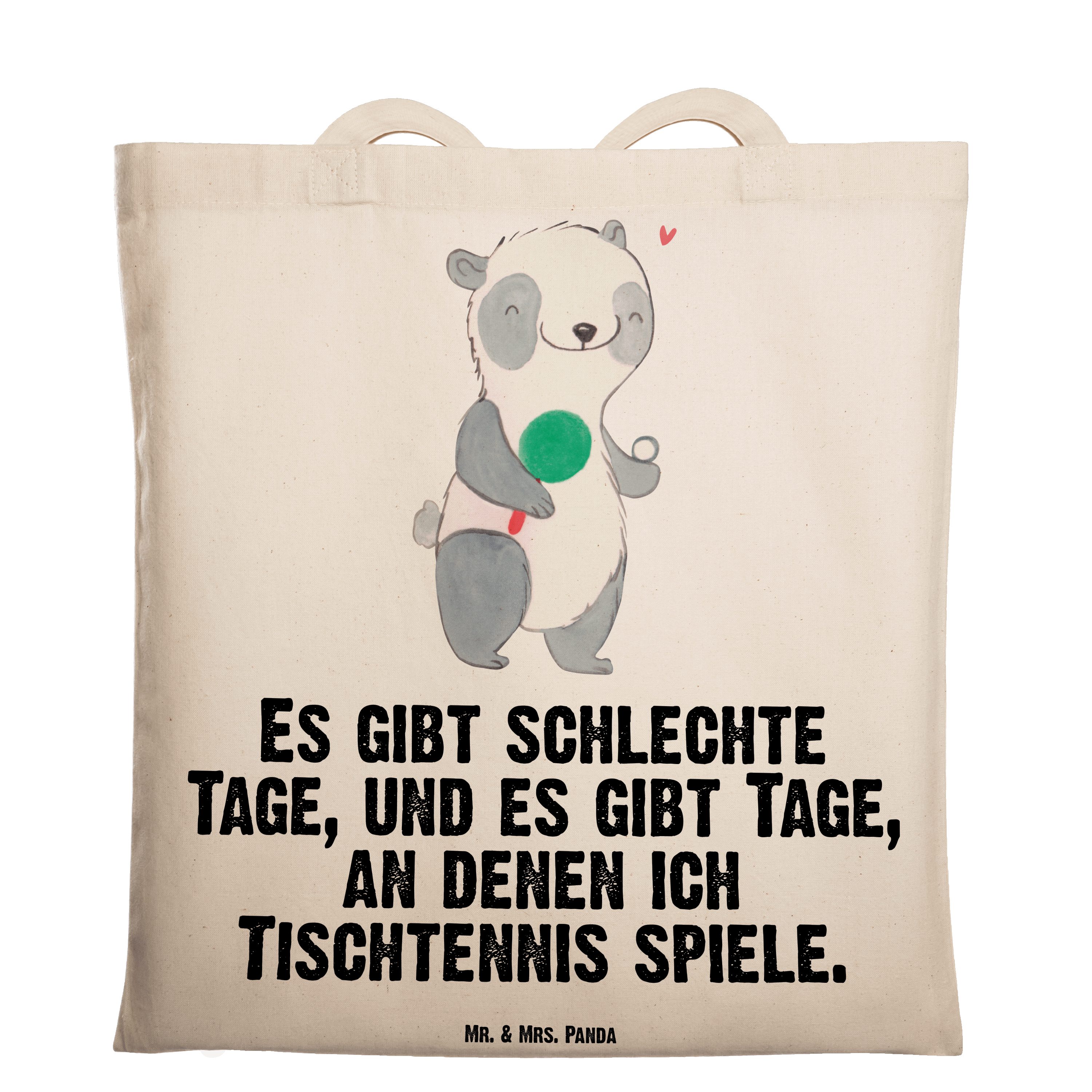 Mr. & Mrs. Panda Tragetasche Panda Tischtennis Tage - Transparent - Geschenk, Schenken, Beuteltasc (1-tlg) | Canvas-Taschen