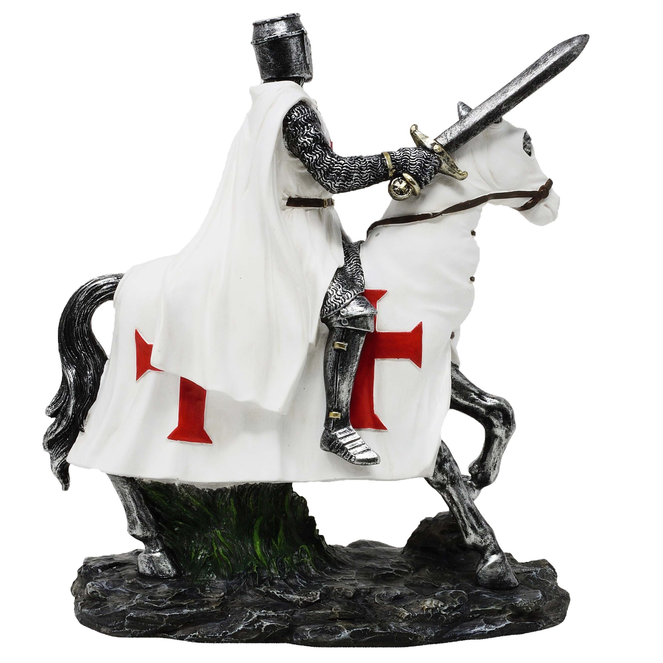MystiCalls Dekofigur Ritter auf Pferd weiß - Dekofigur, Ritter, Figur, Perfekt zu jedem Anlass - Geburstag, Weihnachten