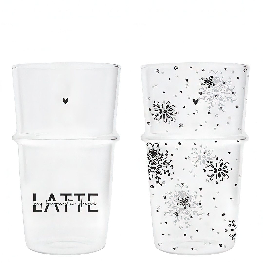 Bastion Collections Glas, Glas, Höhe: 14cm, Farbe: Transparent, Motiv: Latte