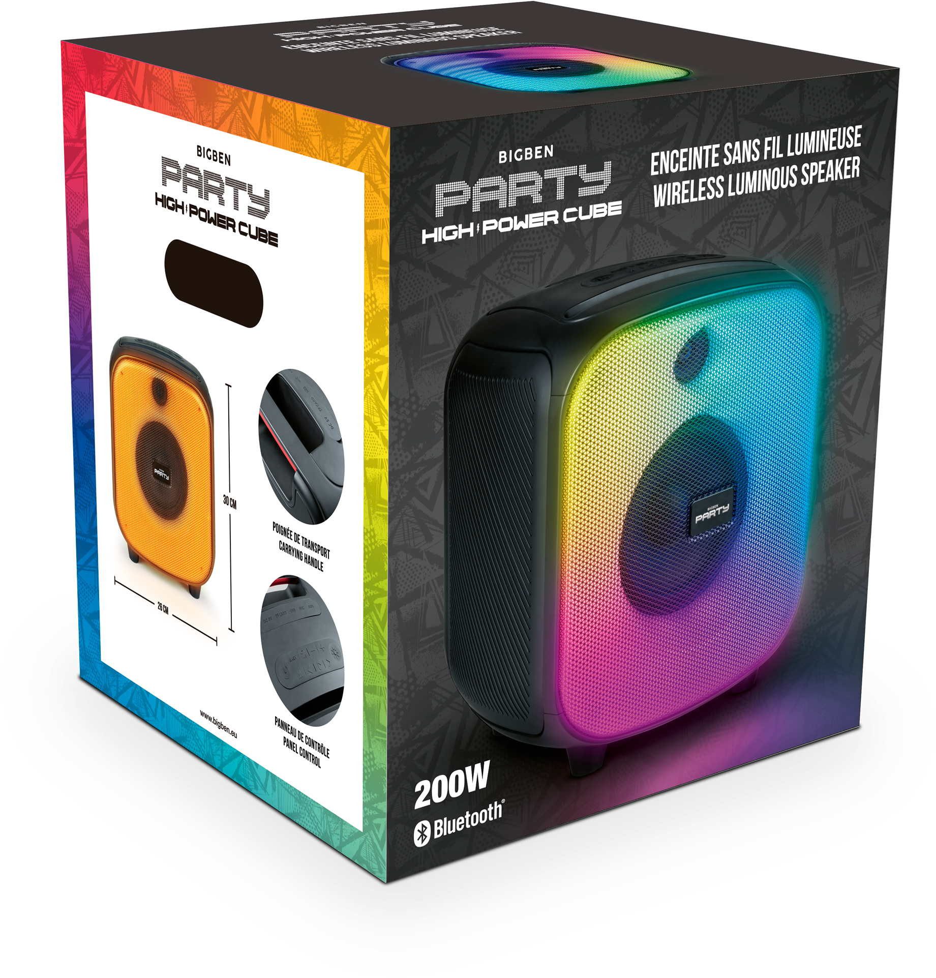 BigBen Bluetooth portabler Lautsprecher Party Cube Disco Licht AU389012 Portable-Lautsprecher