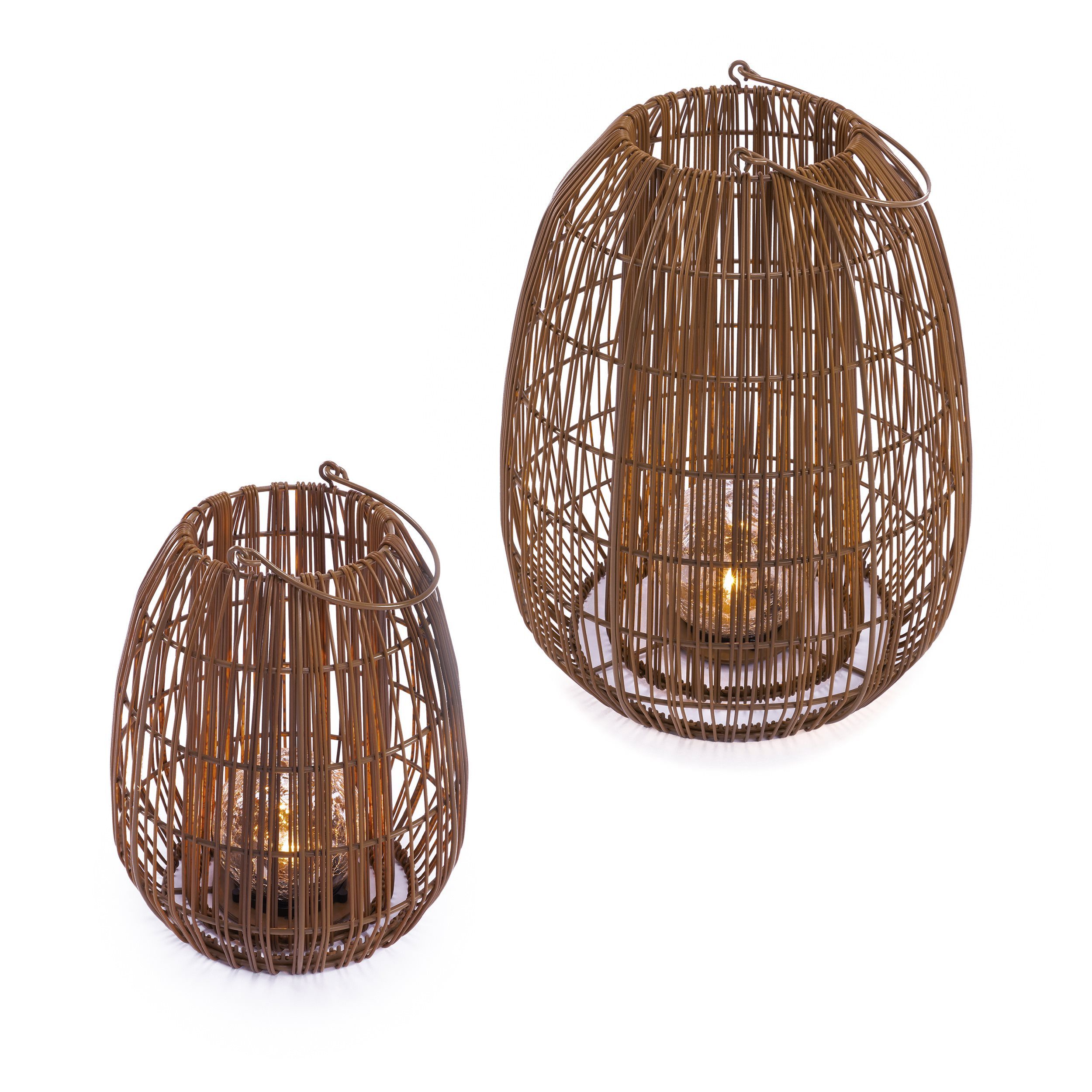esotec LED Solarleuchte Rattan Dekoleuchten Isabella H=40+28cm warmweiß outdoor außen 102283, LED fest integriert
