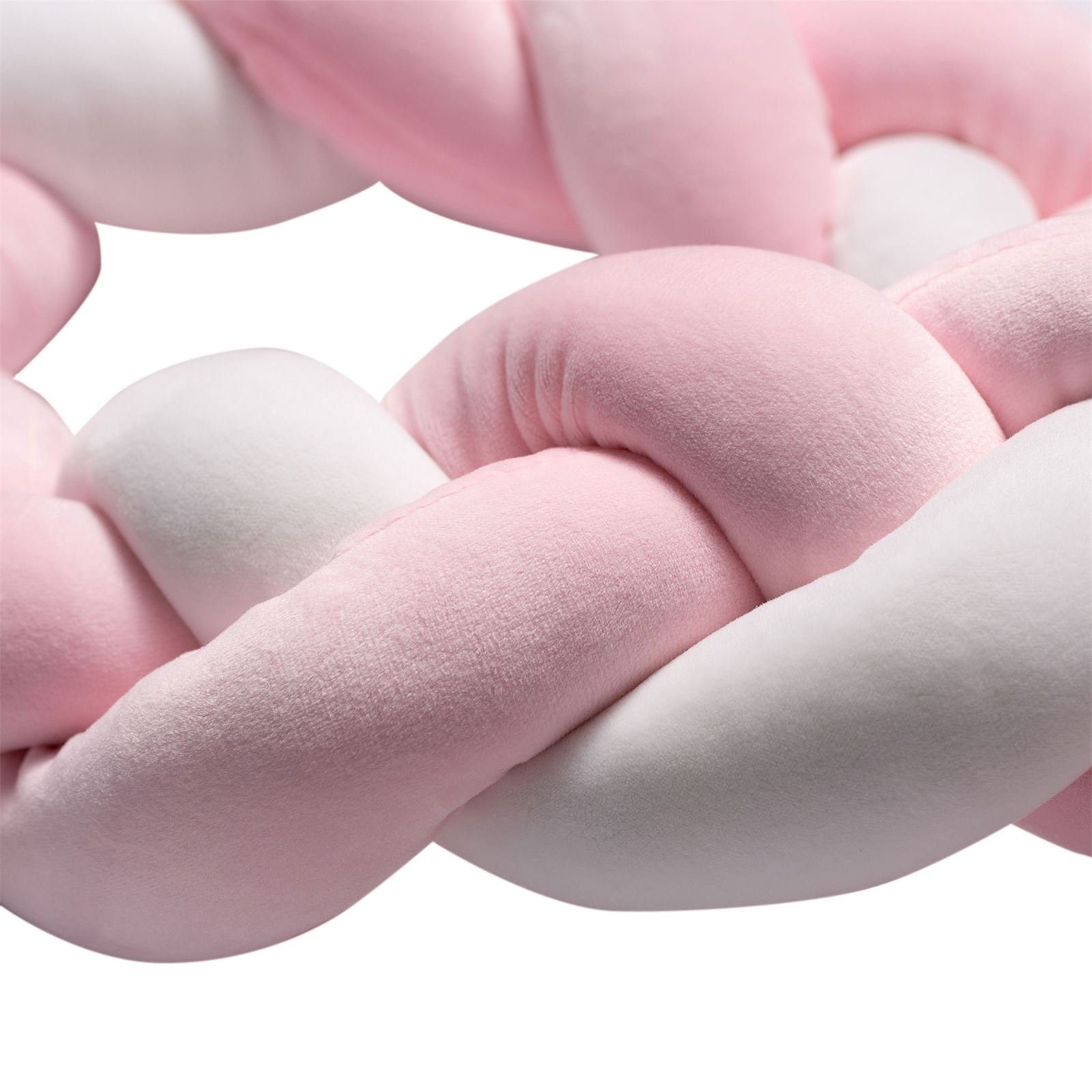 IDIMEX Nestchenschlange SNAKE, Bettschlange für Kinderbett geflochten Zopfform Samt rosa 180cm