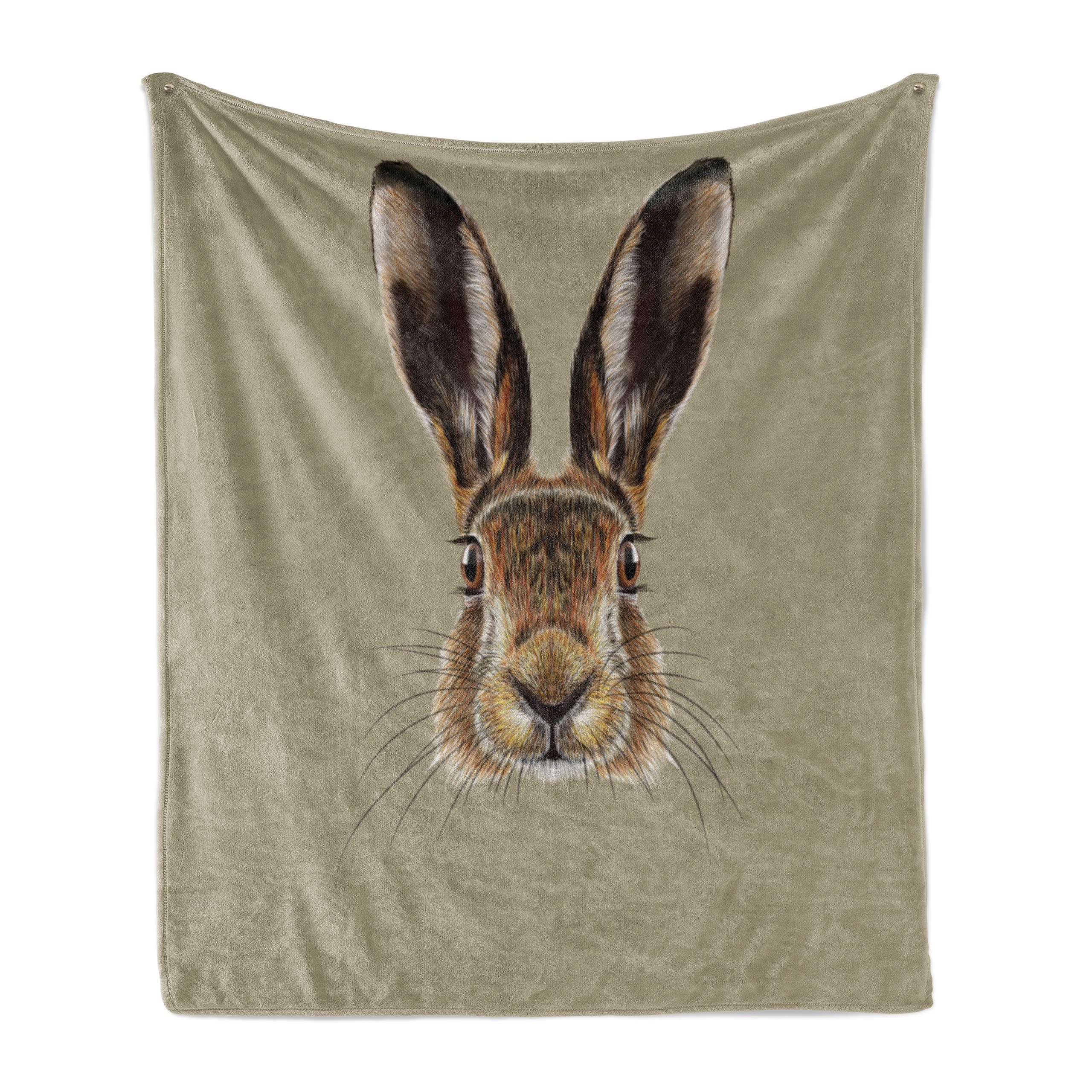 den Wohndecke Gemütlicher Wild Innen- Abakuhaus, und Hase Außenbereich, für Plüsch Realistisch eines Gesicht Hare