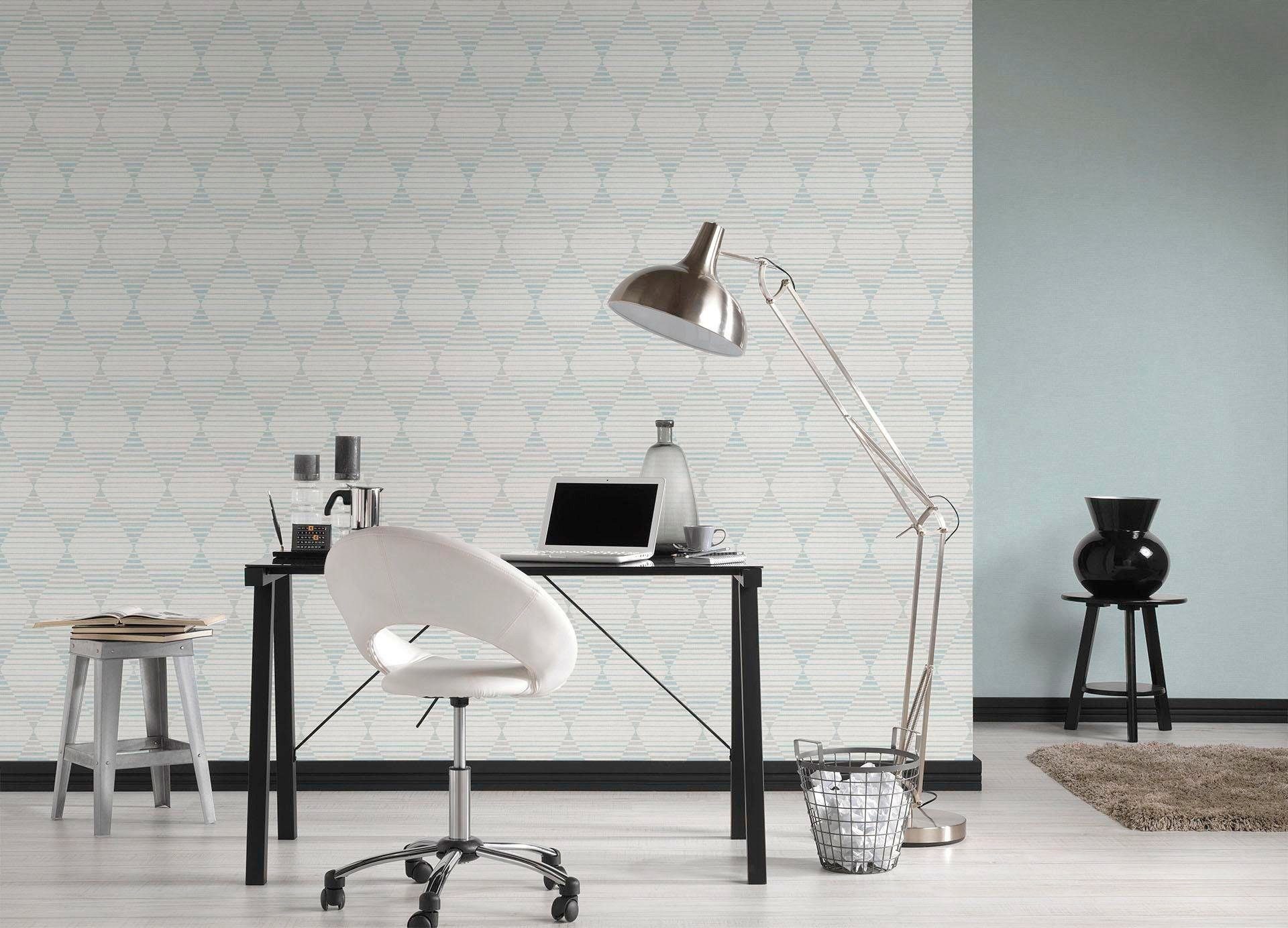 A.S. Création living walls Linen blau/weiß/grau Style, geometrisch, grafisch Vliestapete