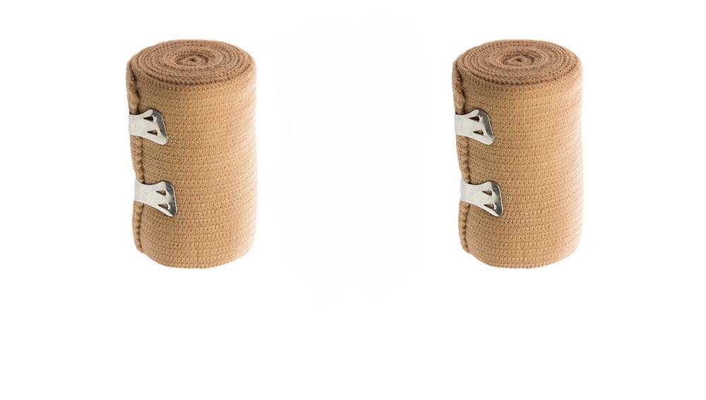 varivendo Bandage Elastikbandage 2er Set beige 75mm x 1150mm (Set, 2-tlg., Elastikbandagen), Stützbandage Sportbinde Fixierverband