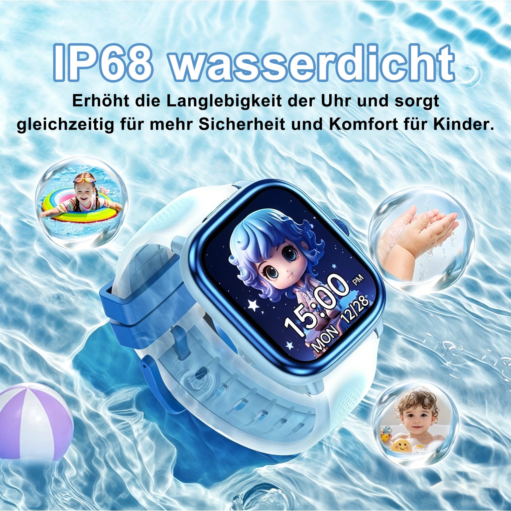 Forrlite Kinder Smartwatch für Jungen und Mädchen Smartwatch Herzfrequenz Schlafmonitor,20+ Sportmodi,Schrittzähler,Wecker,Kindergeschenke für Teenager ab 5 Jahren, IP68 wasserdichte Fitness Aktivitäts Tracker Uhr