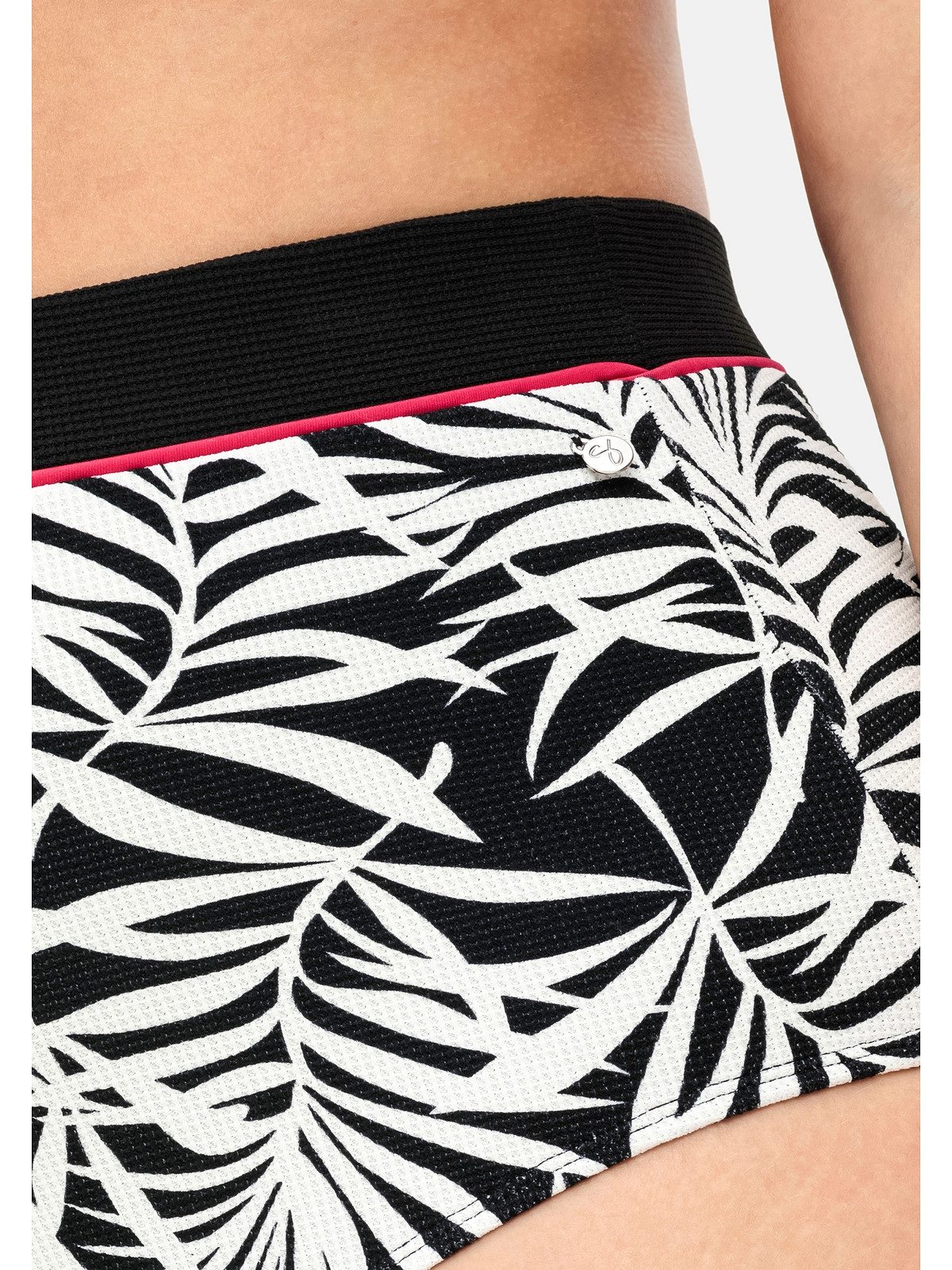 Sheego Badehose Große Größen mit Blätterprint und Shaping-Effekt