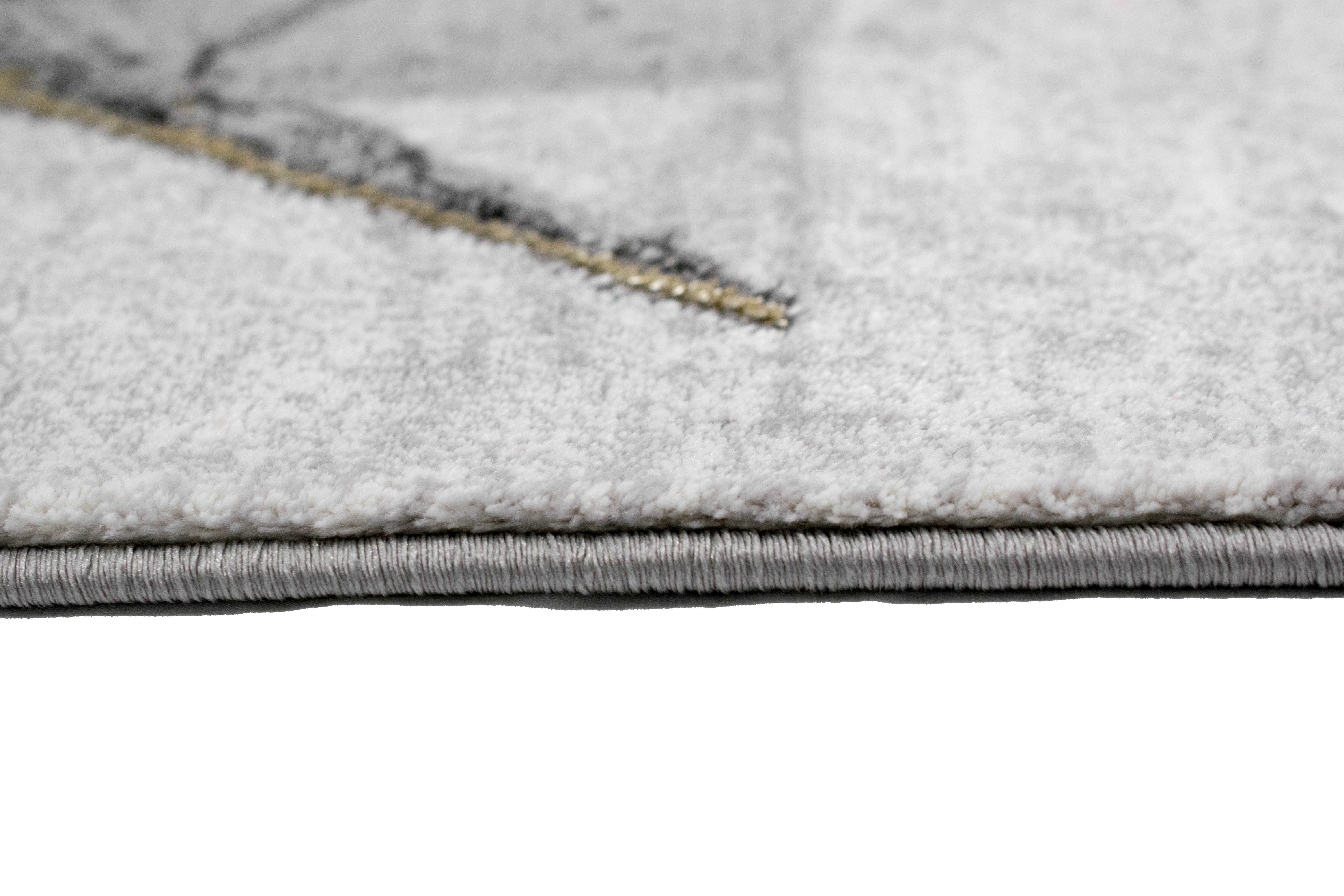 Teppich Wohnzimmerteppich abstrakt in grau creme gold, rechteckig