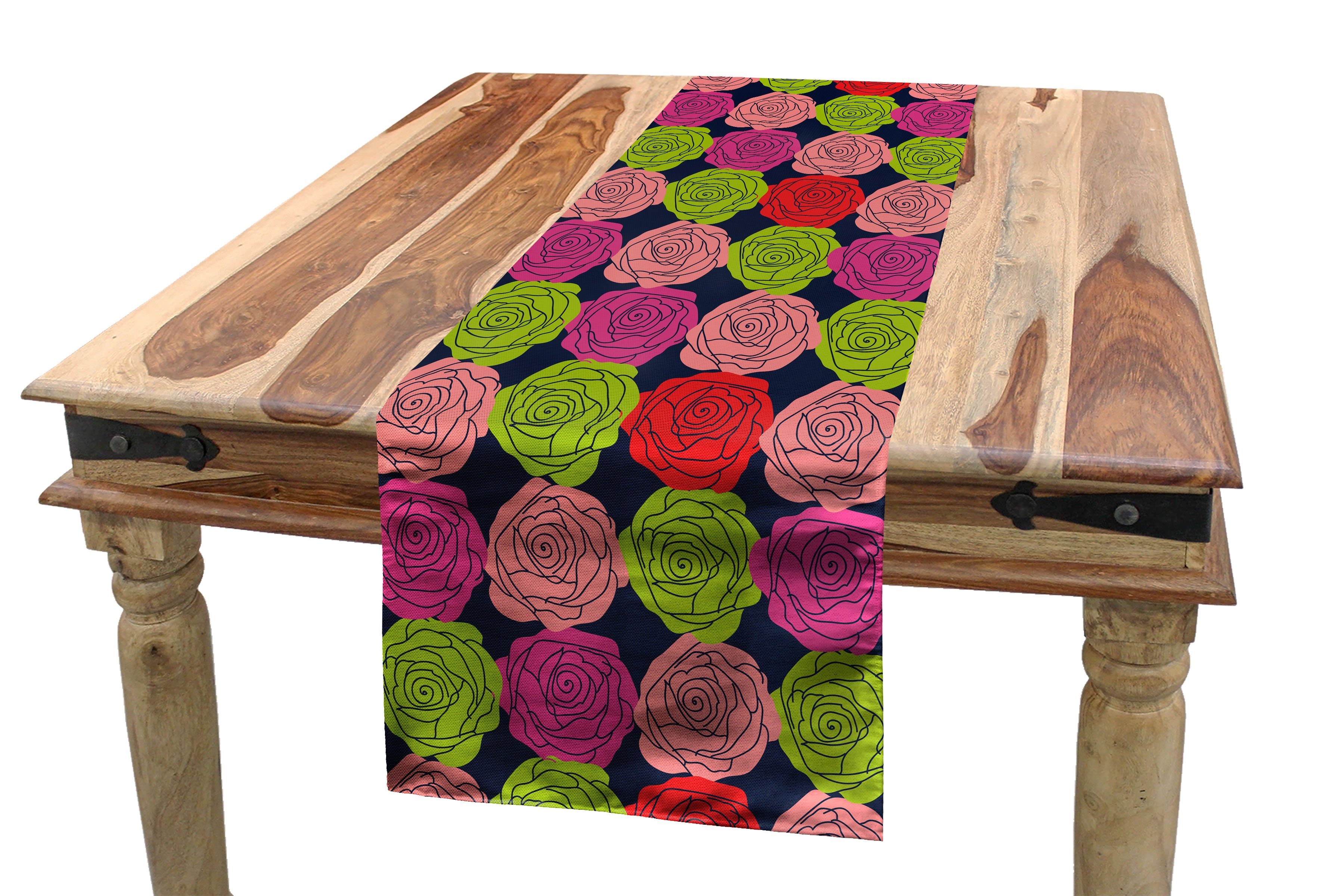 von Rechteckiger Esszimmer Tischläufer, Dekorativer Abakuhaus Bouquets Rose Tischläufer Valentinstag Küche