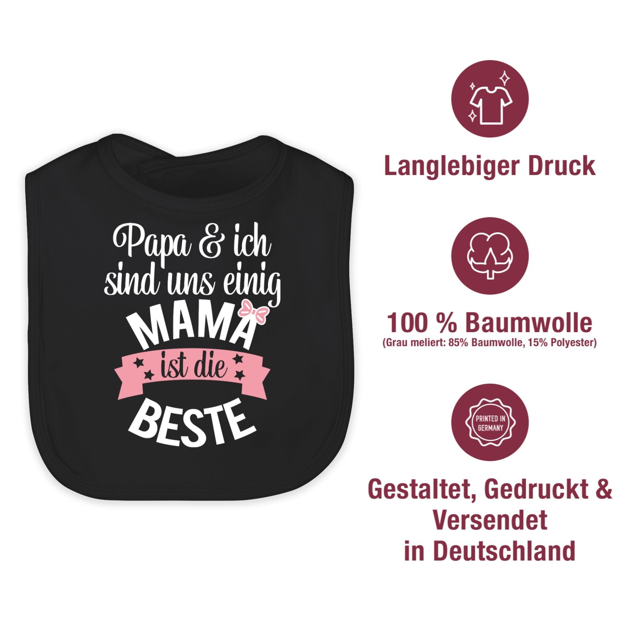 I 1 Mama Lätzchen Muttertagsgeschenk Schwarz Mutti, Shirtracer die ist Weltbeste beste