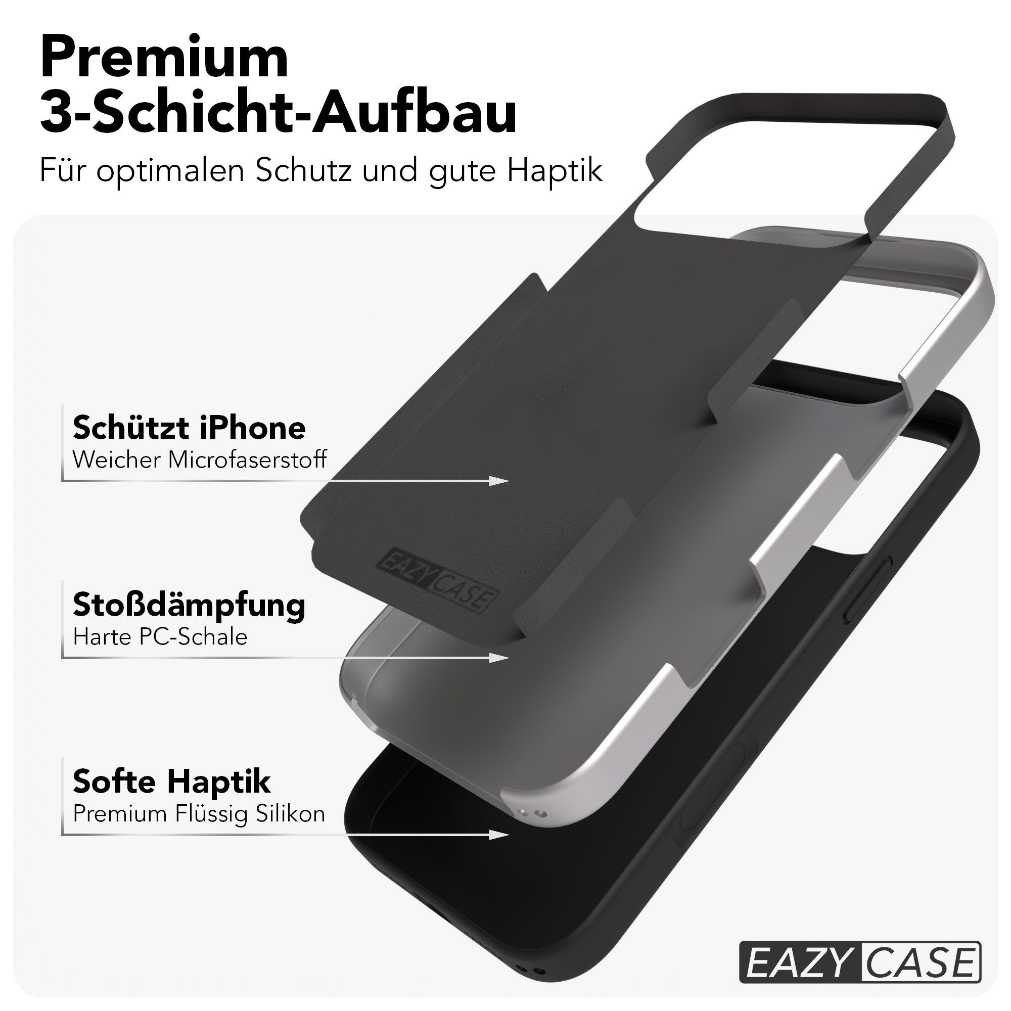 EAZY CASE Handyhülle für Apple iPhone 17 Pro Max Hülle Silikon 6,9 Zoll, Hülle mit Kameraschutz Bumper Silikonhülle stoßfest Slimcover Schwarz – Bild 5 von 5