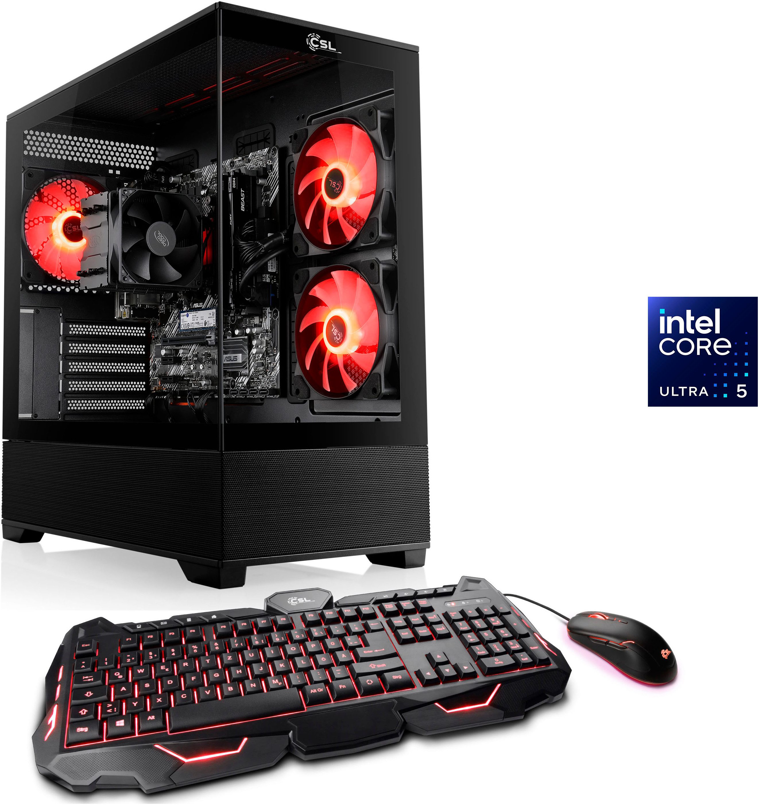 CSL AeroVision V24333 Gaming-PC (Intel 245K, 32 GB RAM, 1000 GB SSD, Luftkühlung)