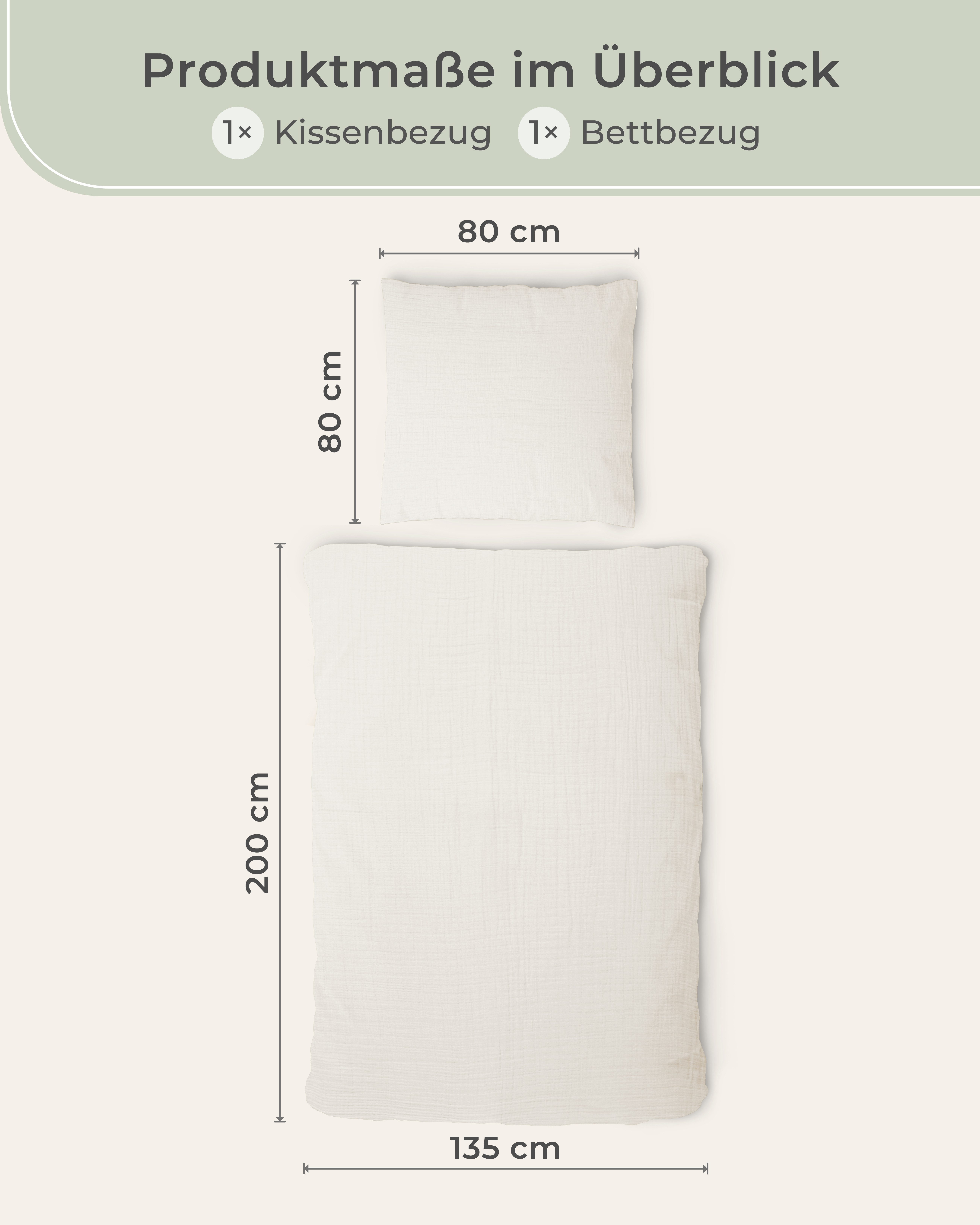 Laynenburg Bettwäsche Musselin aus 100% Baumwolle in 135x200 oder 155x220 cm, atmungsaktiv & bügelfrei – 2 lagig mit Reißverschluss & Haltebändern