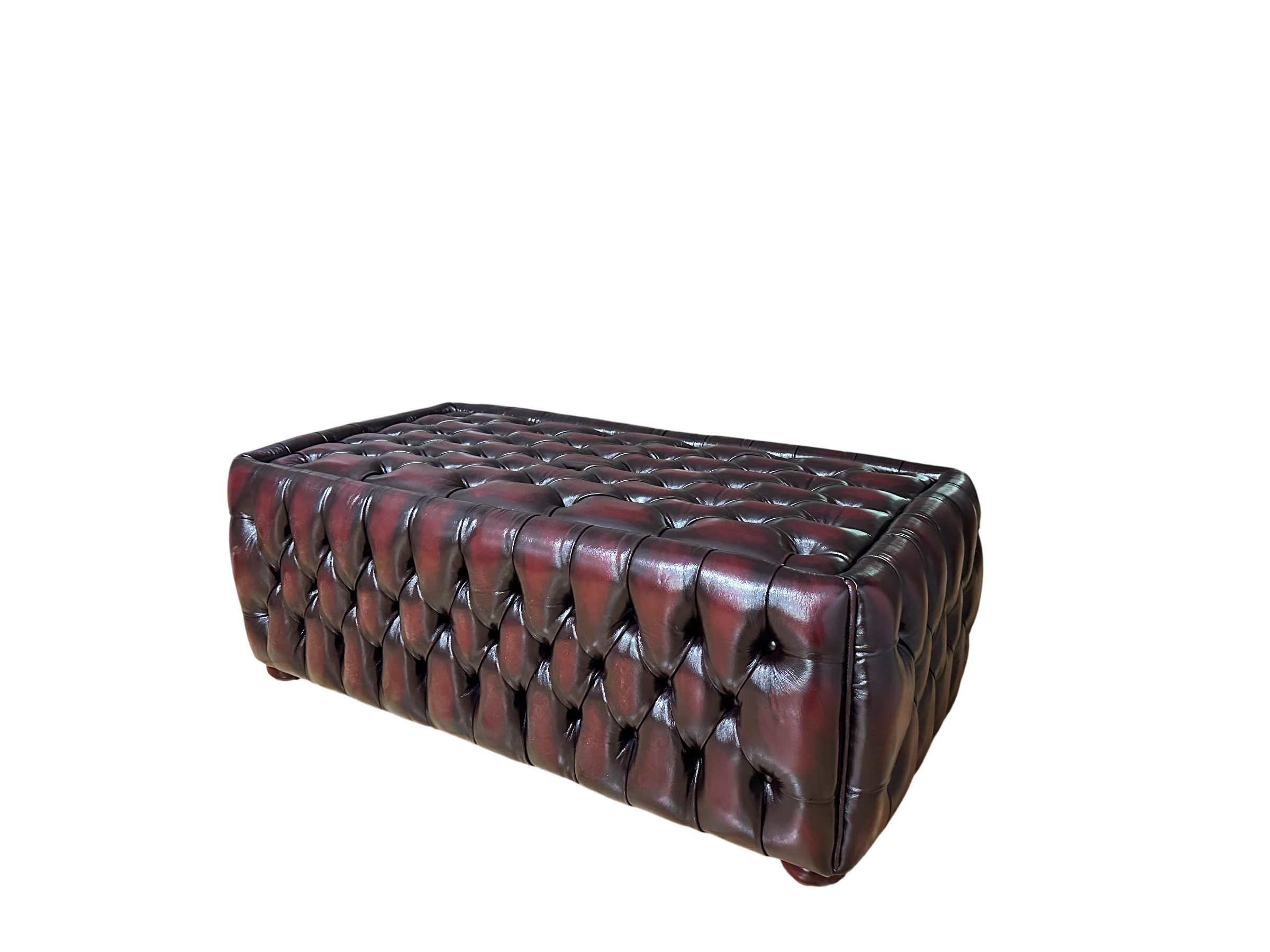Salottini Wohnzimmertisch VERKÜRZTE LIEFERZEIT Chesterfield XL Ledertisch Bolton Tisch rot (1-St), Handarbeit
