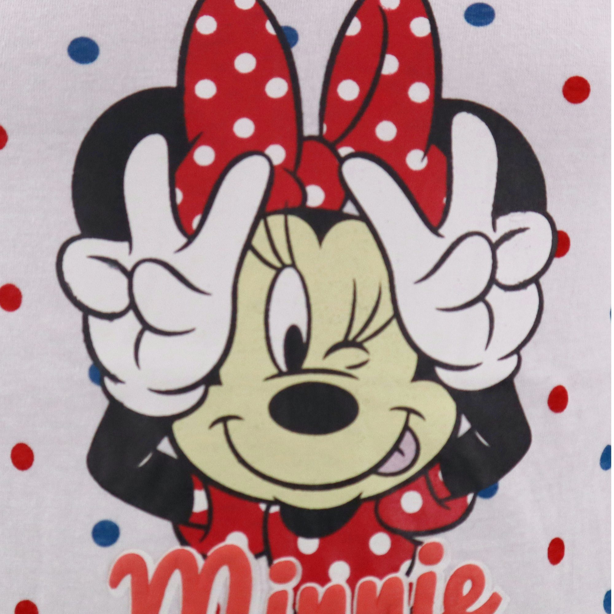 Rot bis Schlafanzug Gr. Pyjama Minnie 128, Mouse Kinder 100% 98 Minnie Mädchen Maus Baumwolle Disney