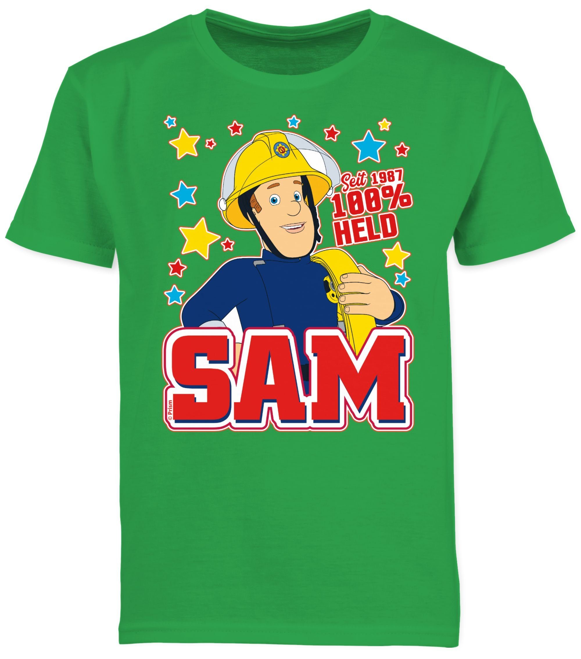 Held Sam - Seit 03 Sam T-Shirt Feuerwehrmann 1987 - 100% Jungen Grün Shirtracer