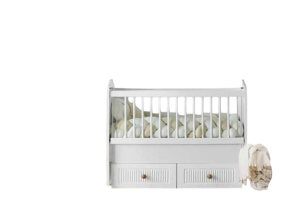 JVmoebel Babybett Babybett in Weiß aus Holz mit Gitterstäben und Schubladen, 1-tlg., Made in Europe