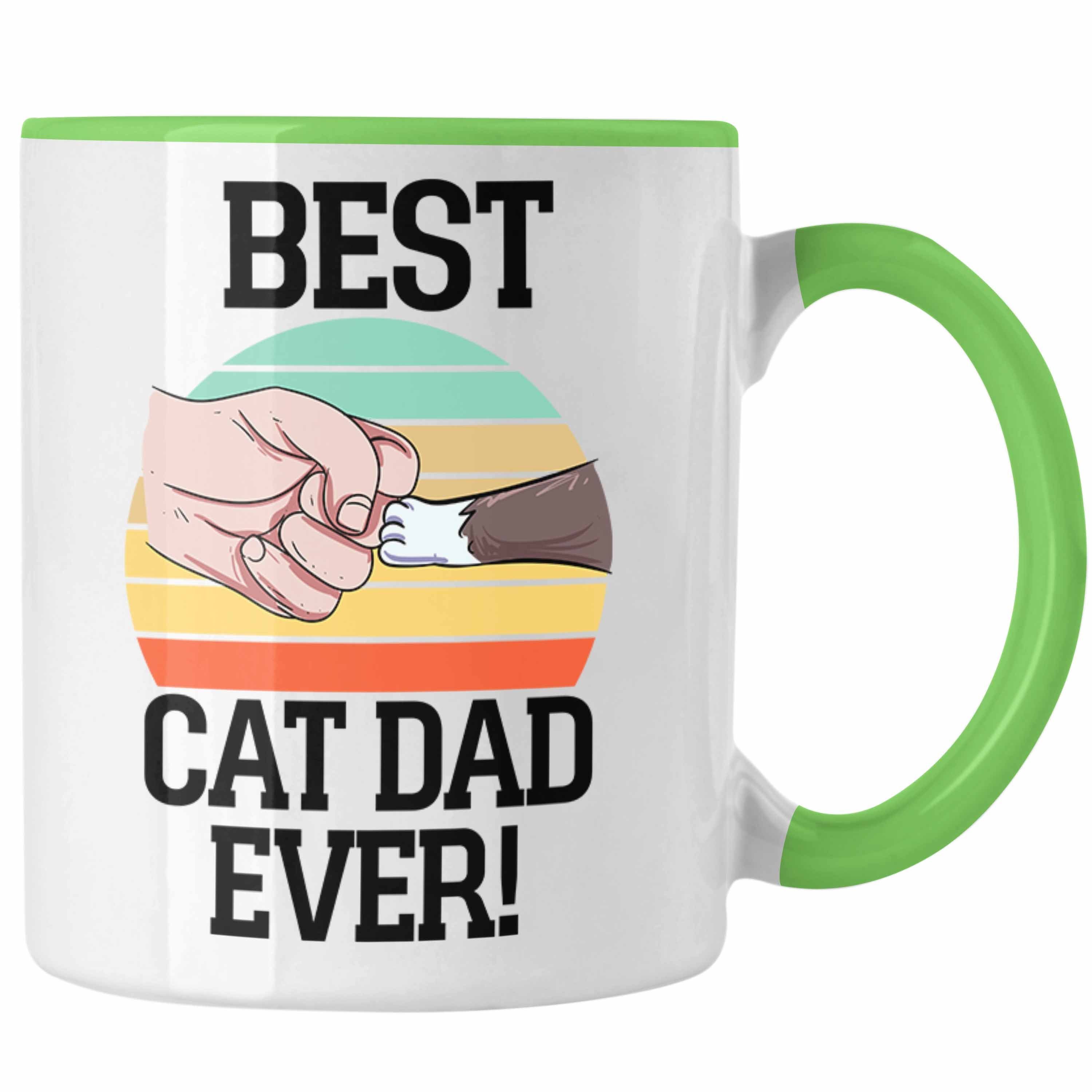 Trendation Tasse Geschenkidee für Katzen-Papa Tasse Katzenmotiv Best Cat Dad Ever Grün