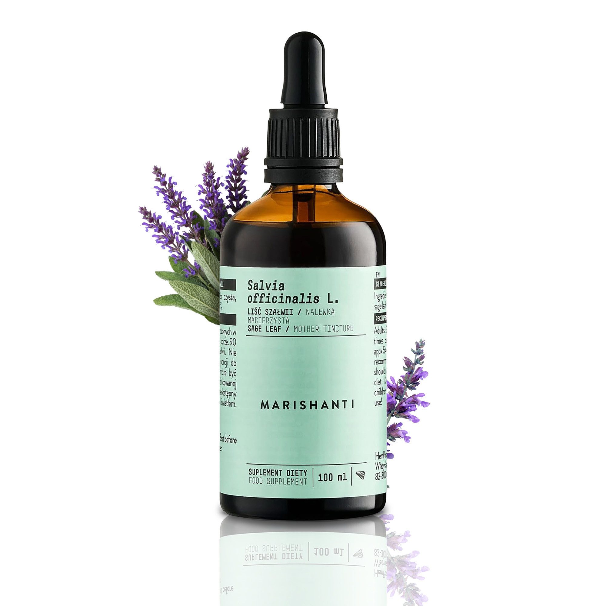 MARISHANTI Salbei Extrakt – alkoholfreie Tropfen, Seit langem traditionell verwendete Pflanze (Salvia officinalis) à 100 ml, – Vegan