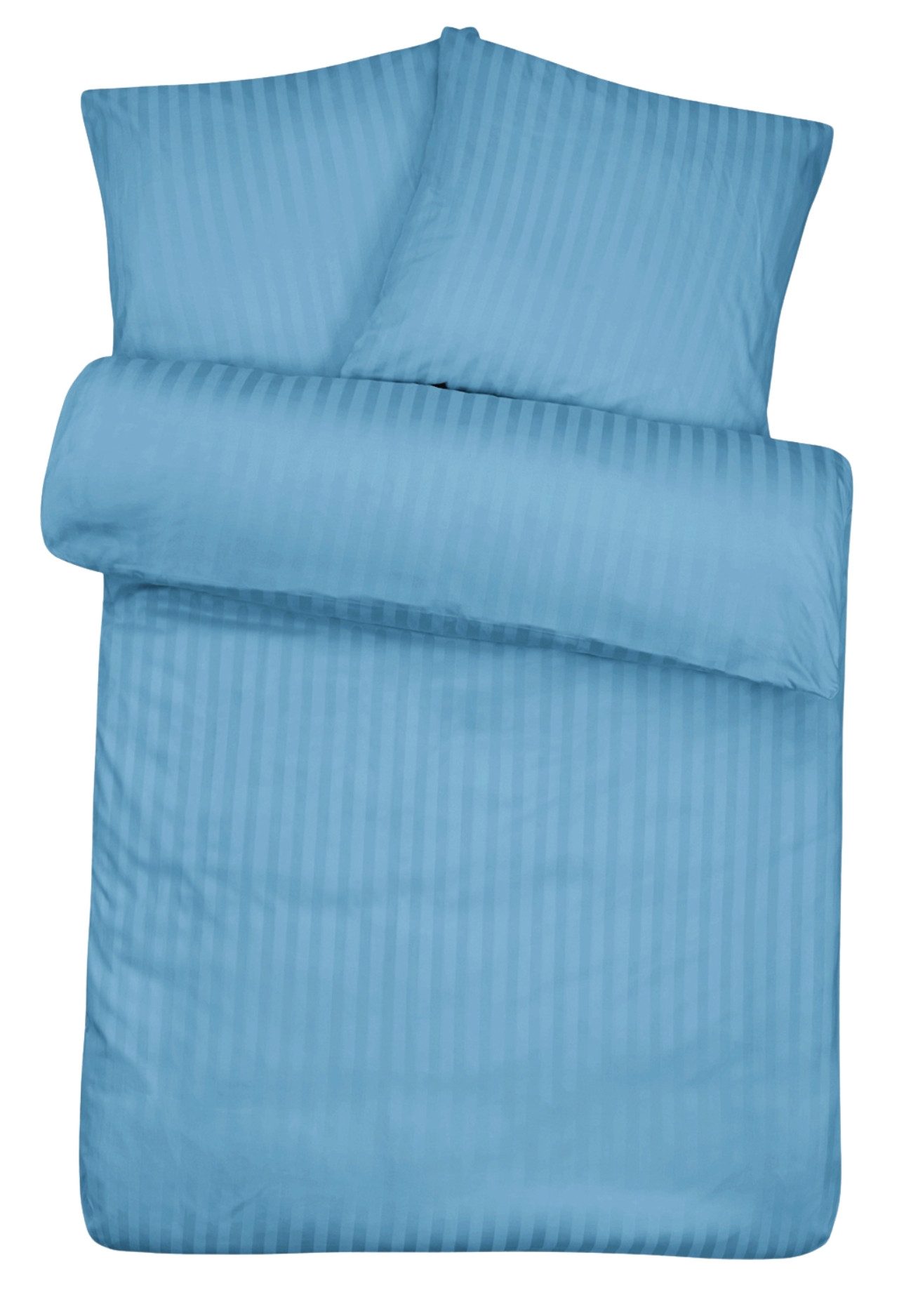 Carpe Sonno Bettwäsche Damast Bettwäsche "Basic" aus 100% Baumwolle - Blau Streifen, Damast, 2 teilig, Damast Bettwäsche 135x200 Streifen Bettwäsche blau