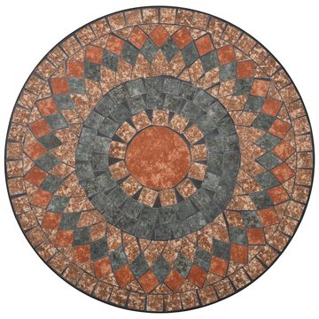 furnicato Gartentisch Mosaik-Bistrotisch Orange / Grau 60 cm Keramik