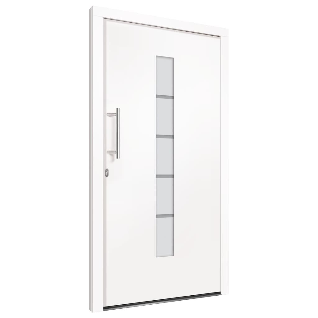 vidaXL Haustür 100 x 200 cm Haustür Aluminium und PVC Weiß 100x200 cm Eingangstür Auß