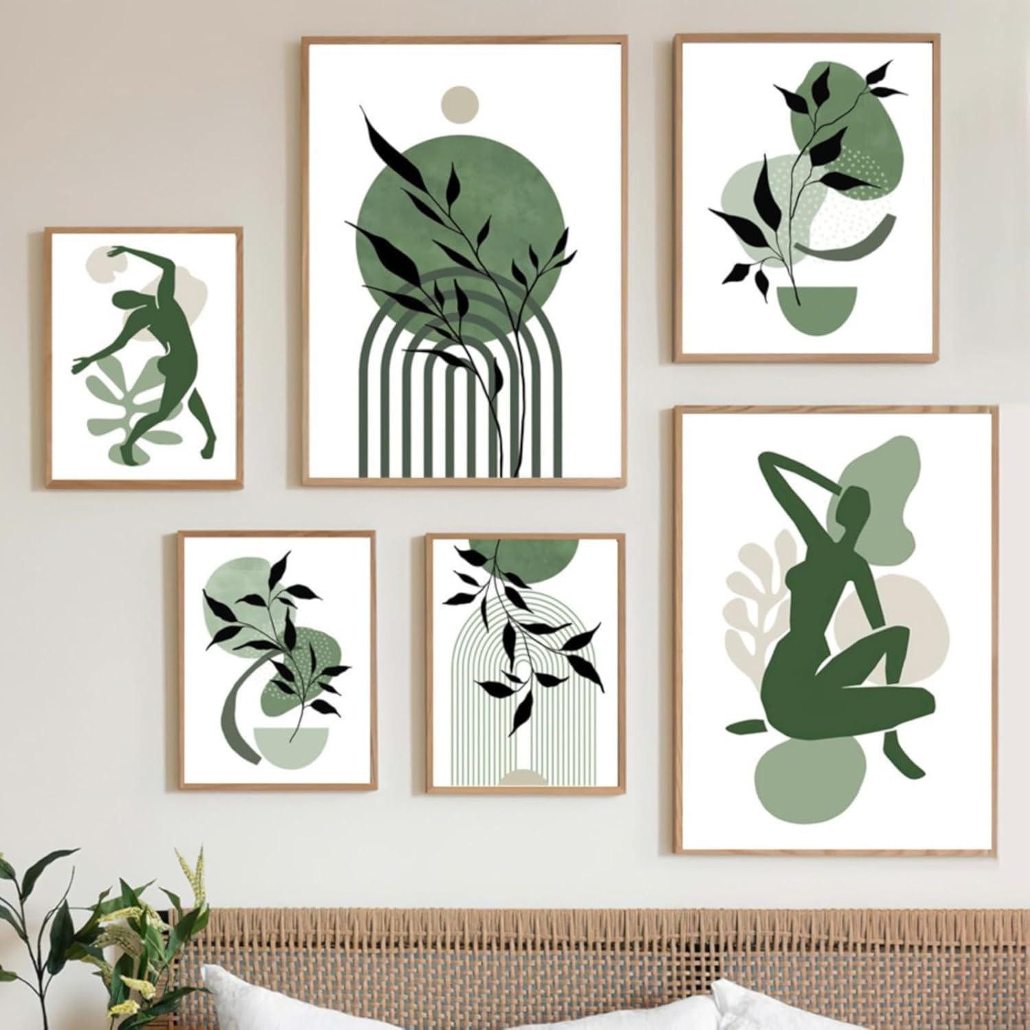 Martin Kench Poster 3er Set Premium Poster Grün Blätter, Abstrakt Kunst, Wa günstig online kaufen