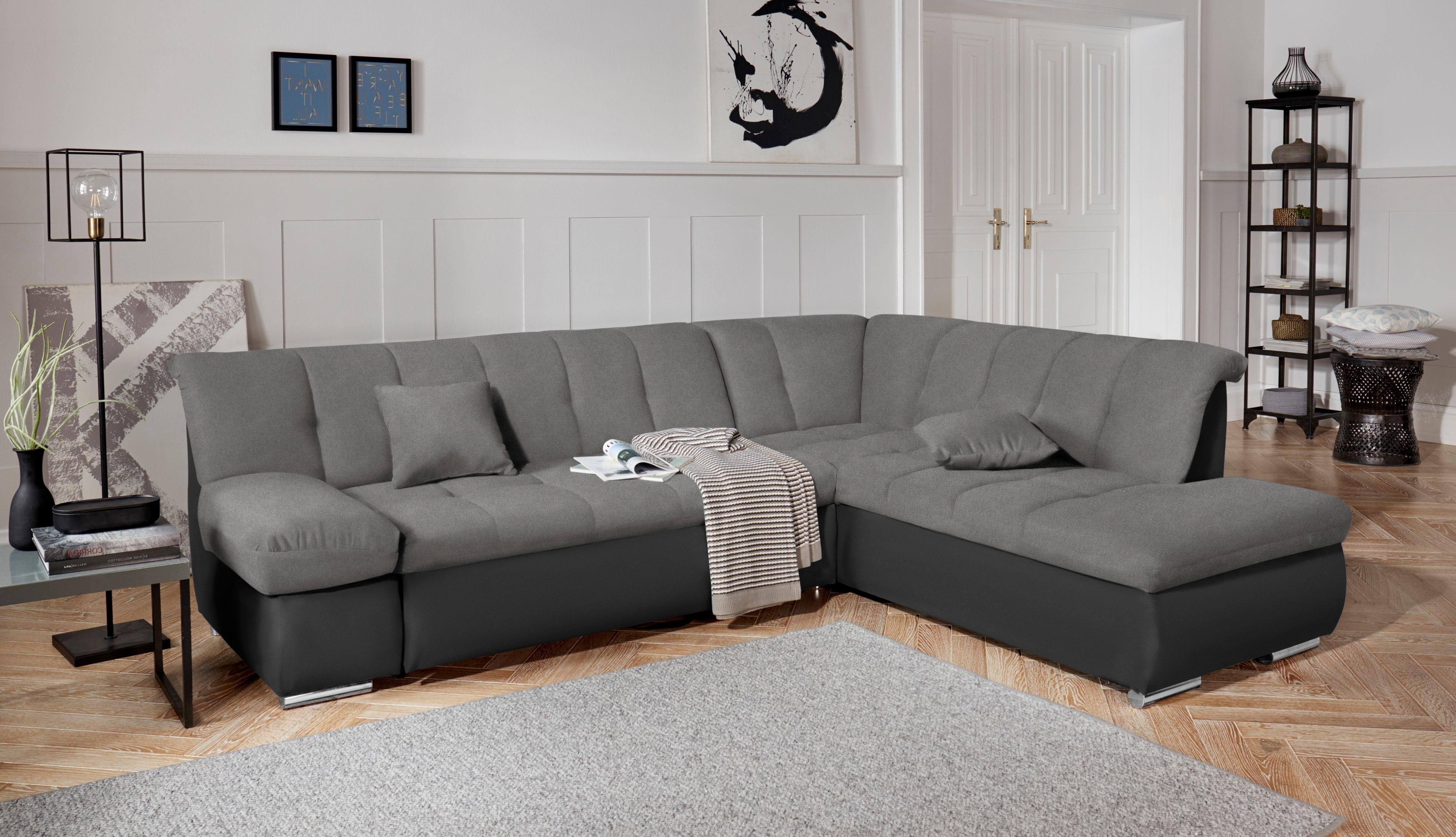 DOMO collection Ecksofa MONA 271x213 cm, modern & komfortabel, bequem, whlw. mit Bett- und Armlehnfunktion, L-Form