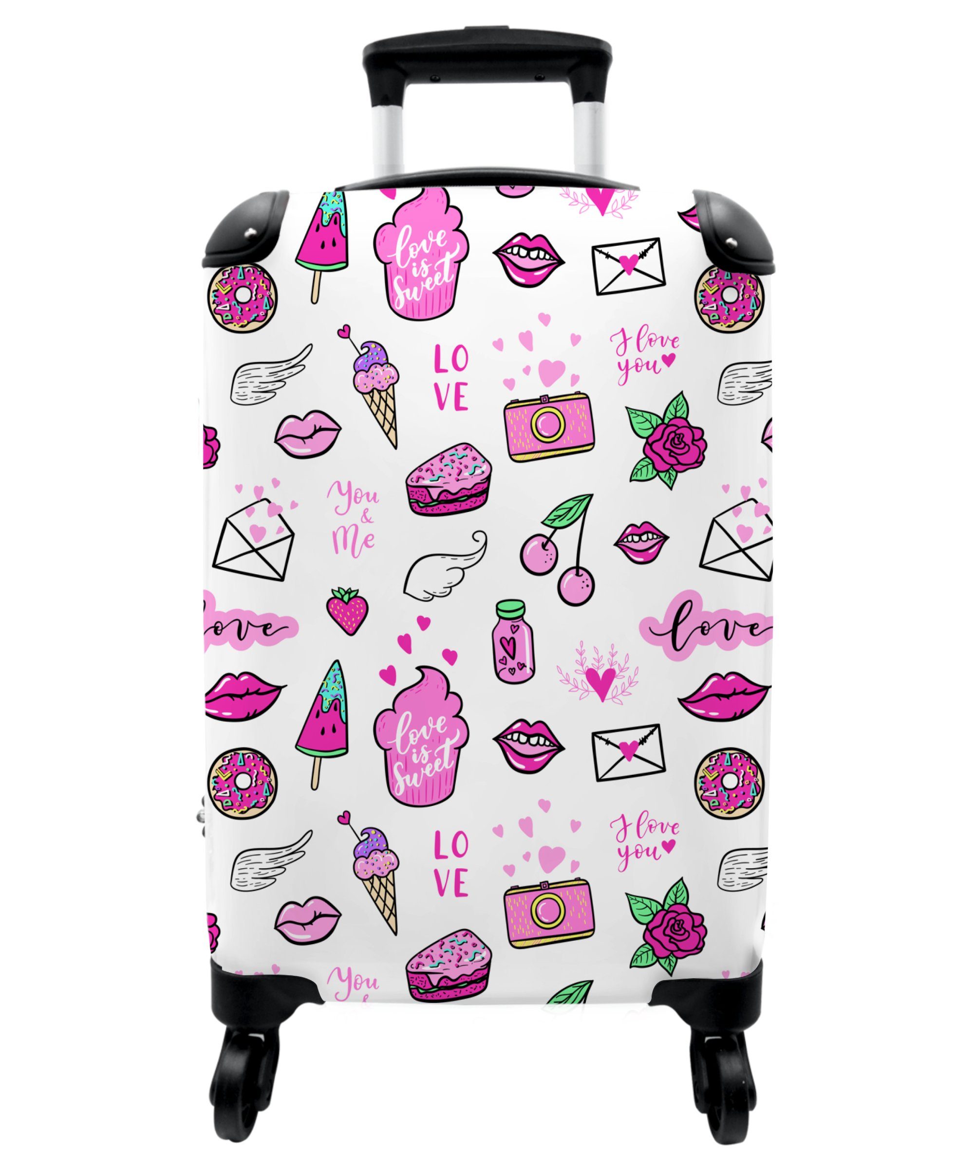 Kindertrolley, - Mädchen Kind Rollen, - NoBoringSuitcases.com© -, Mädchen Eis Reisekoffer rollen, - Kinderkoffer Muster 4 Koffer - mit für Liebe - 4 - Mädchen 55x35x20cm Kinder