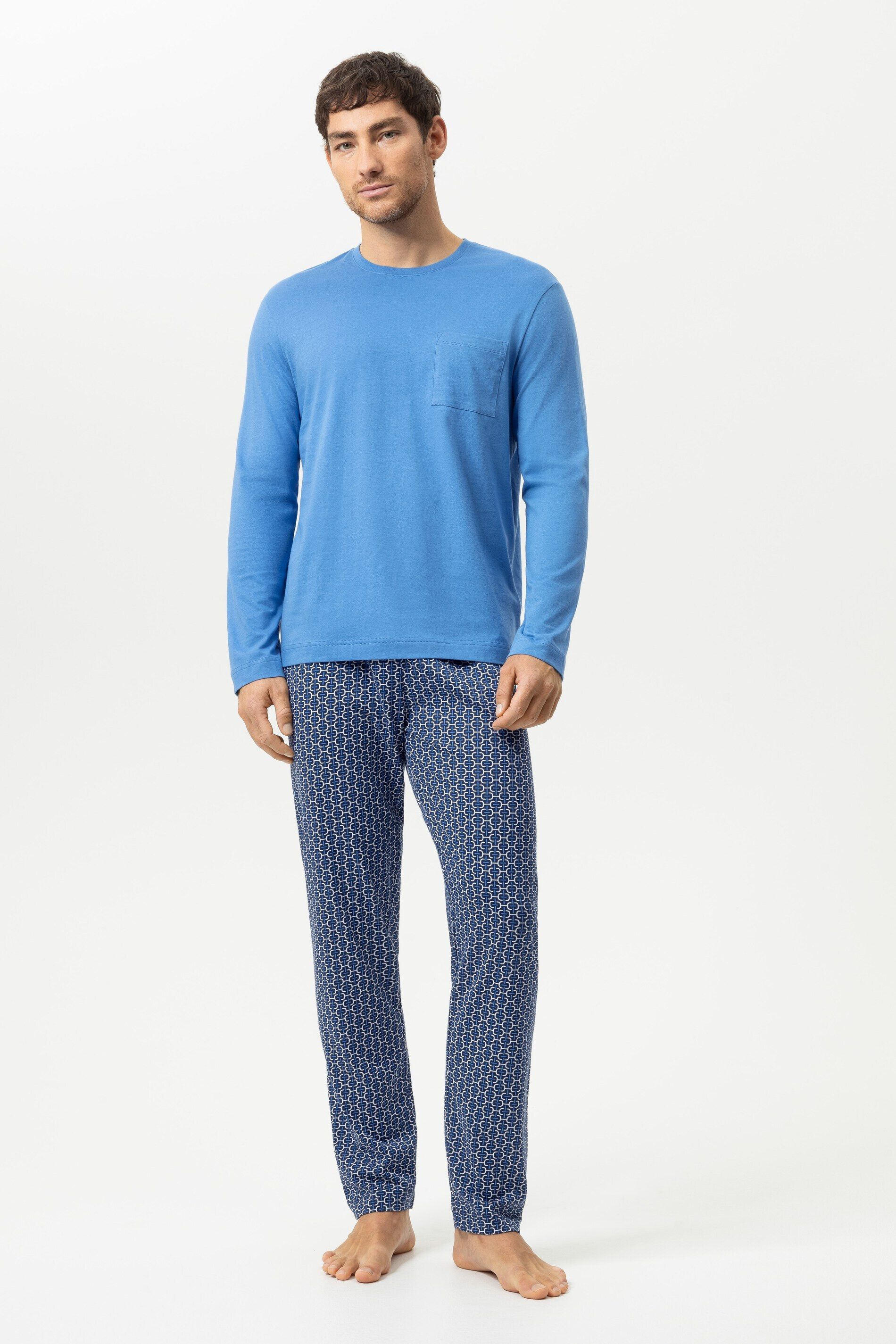 Schlafanzug Mey Anzug lang Serie Blue Chains mit Print Pyjama