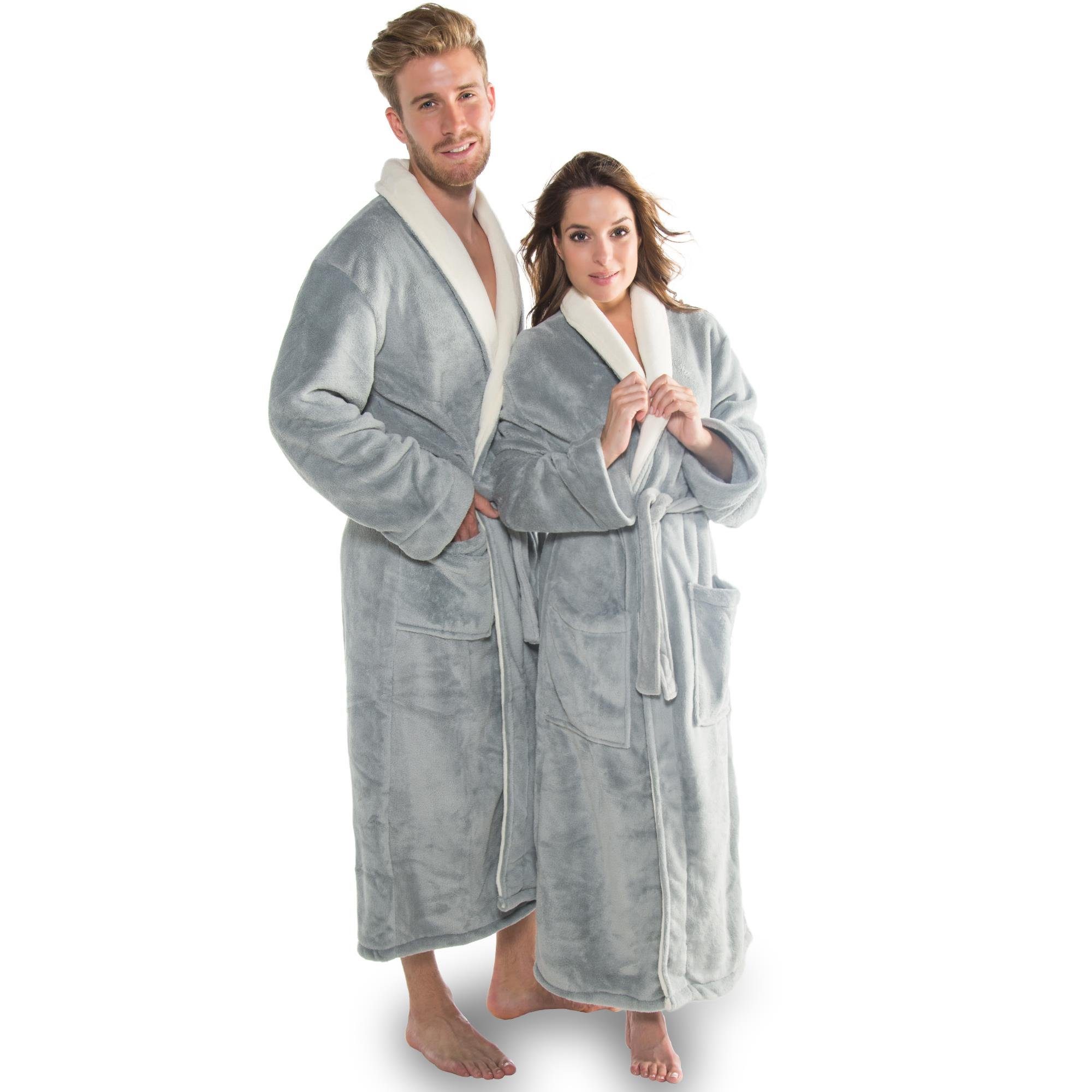 CelinaTex Bademantel Saunamantel Schalkragen Nevada grau/cremeweiß Размер S, Polyester