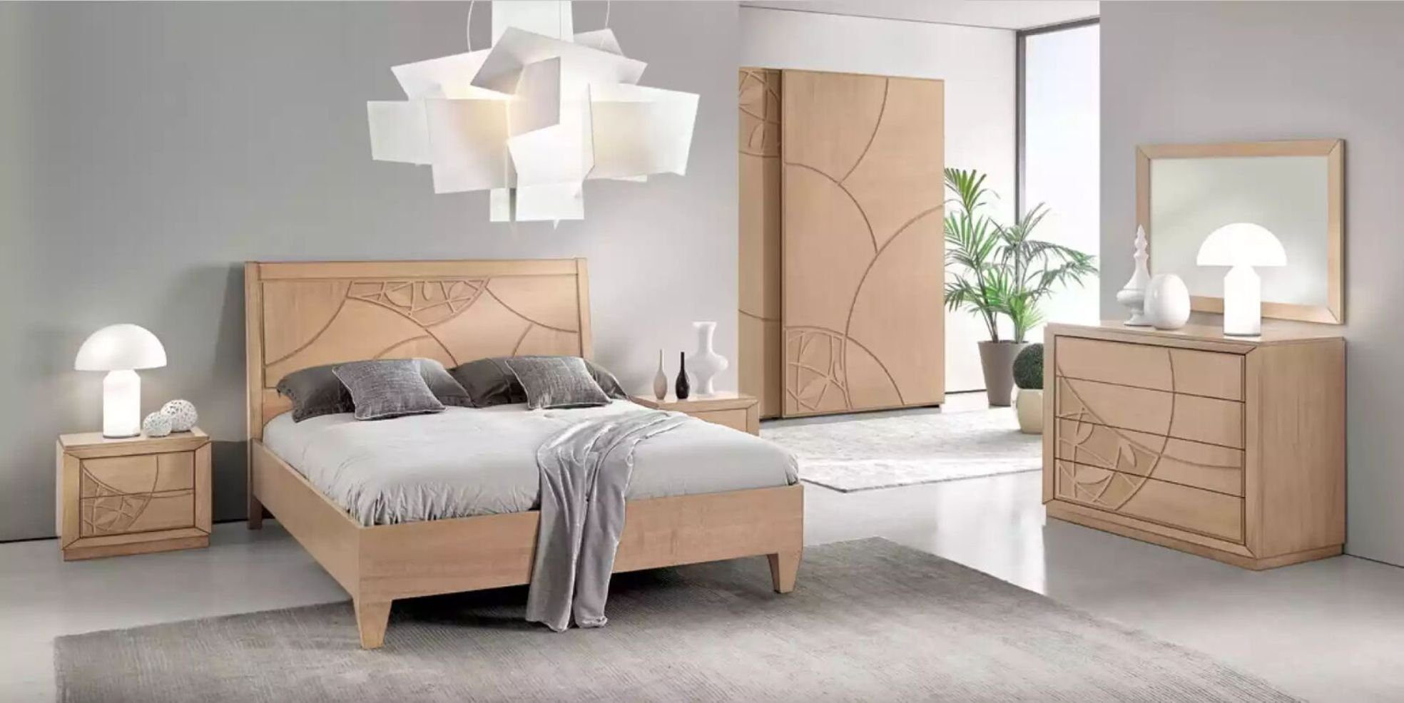 Bett (3-St., Bett JVmoebel Modern Design Italy 3tlg. Set, + Schlafzimmer 2x Nachttische), in Made Schlafzimmer-Set Nachttische 2x