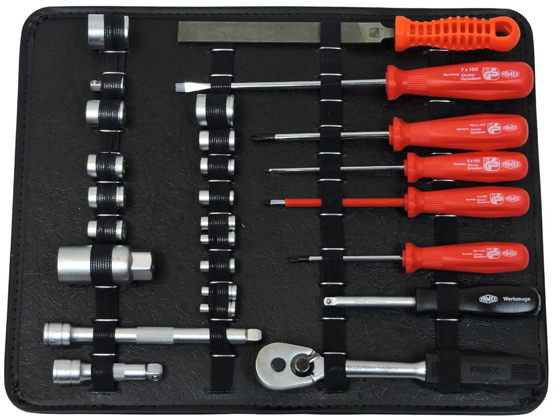 FAMEX Werkzeugset 731-60 Alu Werkzeugkoffer, (Werkzeugkoffer), aus CV-Stahl, abschließbar