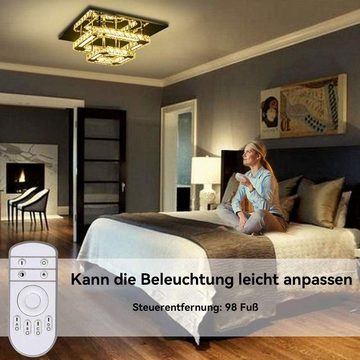 DOPWii LED Deckenleuchte Deckenlampe Kristall Lampe K9 36W Moderne Unterputz Licht,30x30x13cm
