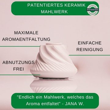 Thiru Salz-/Pfeffermühle patentiertes Keramikmahlwerk - inkl. Untersetzer & Reinigungspinsel