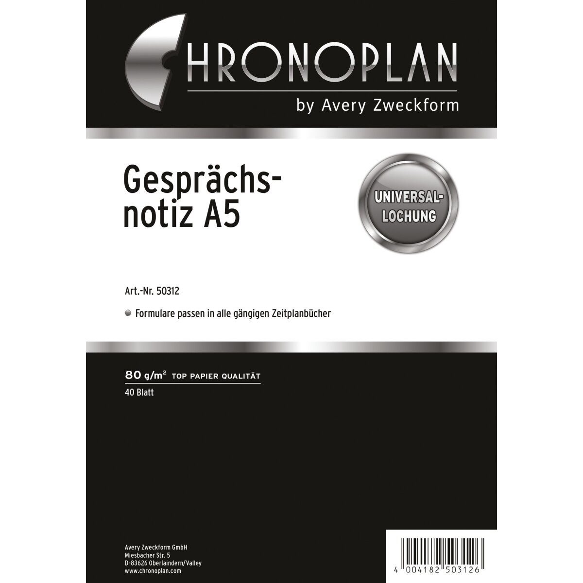CHRONOPLAN Terminplaner Gesprächsnotiz A5 VE=40 Blatt weiß