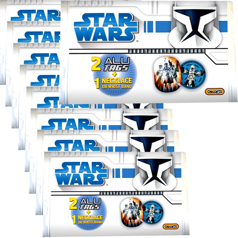 TE-Trend Wundertüte 9 Stück Star Wars Clone Wars Halskette Armband Alu Tag, Plaketten aus Aluminium