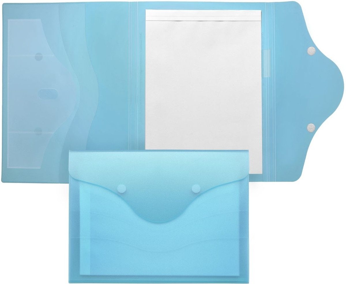 Schreibmappe Schreibmappe A4 PP mit Schreibblock Klettverschluss blau transluzent.