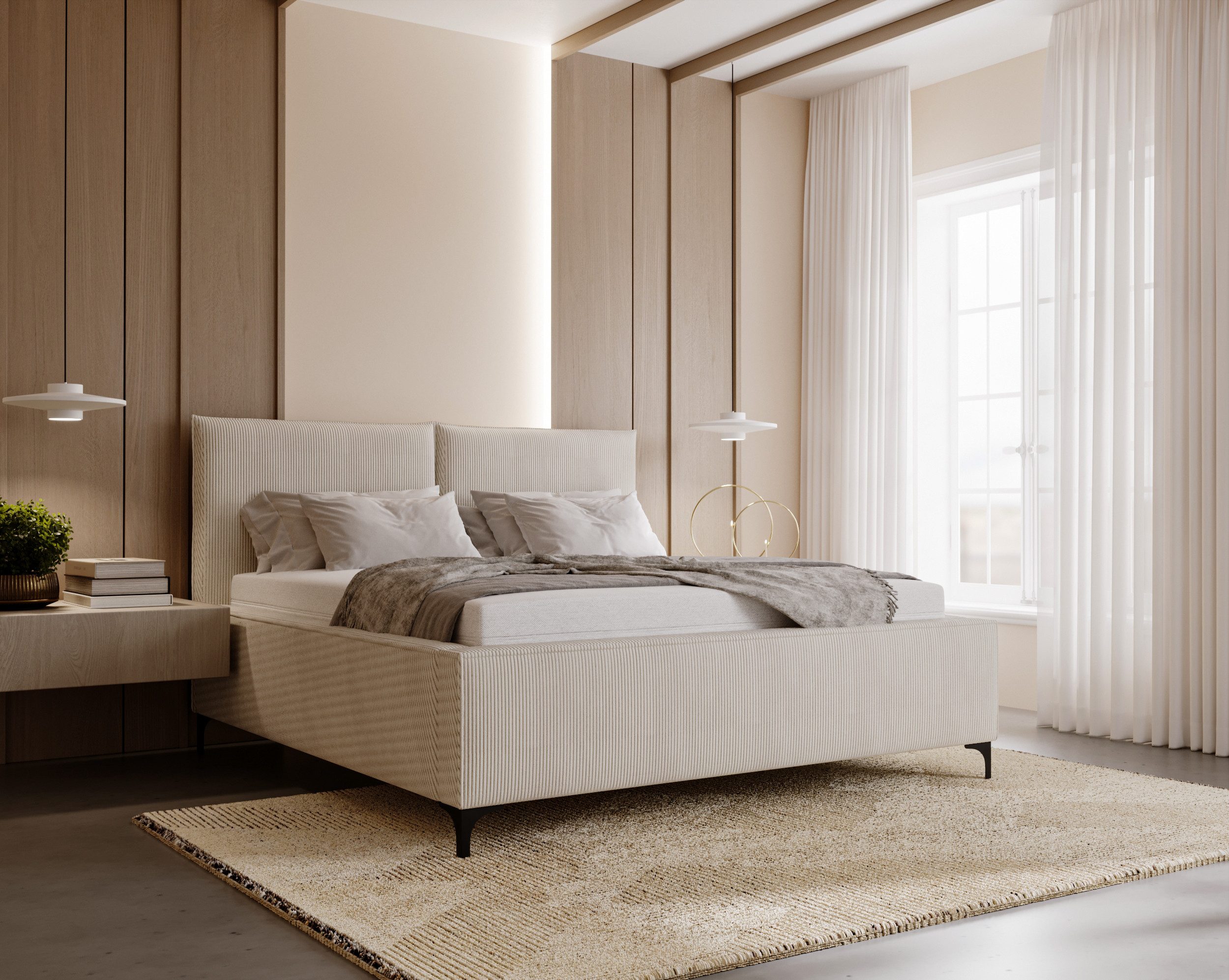 Compleo Polsterbett LEO Füße aus Metall, Elegant und modern Cordstoff oder günstig online kaufen