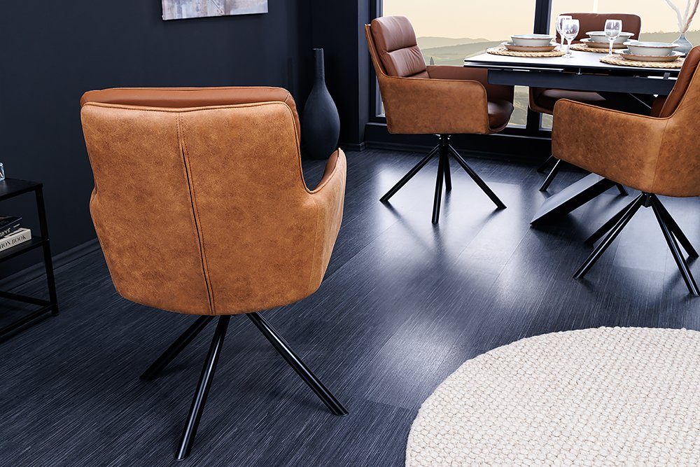 riess-ambiente Polsterstuhl BIG GEORGE cognac/schwarz - Echtleder & Microfaser, mit Armlehne (Einzelartikel, 1 St), 360° drehbar für flexibles Sitzen – ideal fü – Bild 4 von 5
