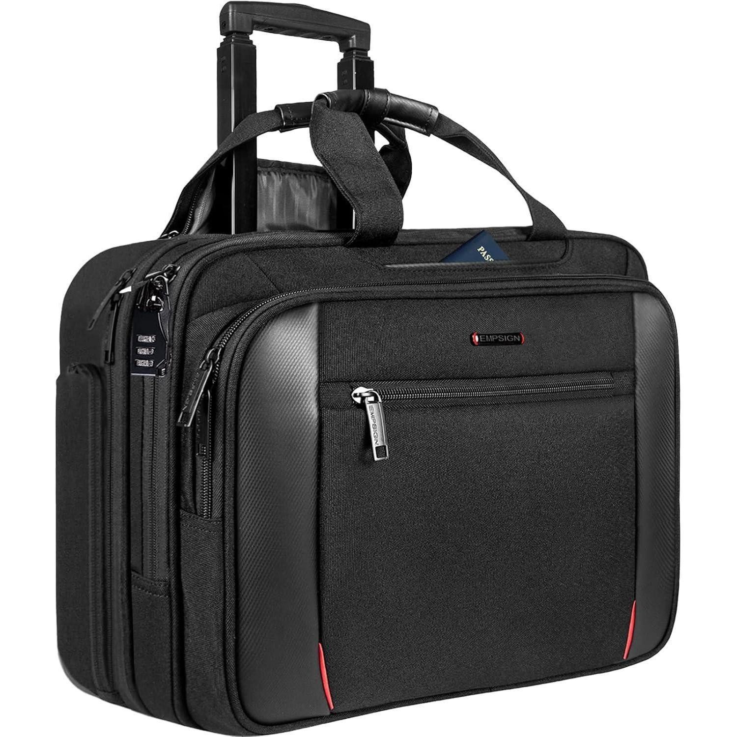 LuxusKollektion Laptoptasche Bussiness Trolley Laptoptasche mit Rädern für 17,3 Zoll