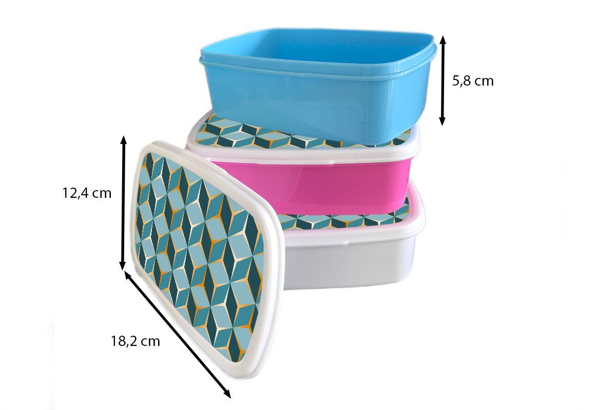 Kinder Brotbox Gold Erwachsene, und Lunchbox (2-tlg), und Kunststoff, - für Jungs Muster, für - MuchoWow Mädchen weiß Blau Brotdose,