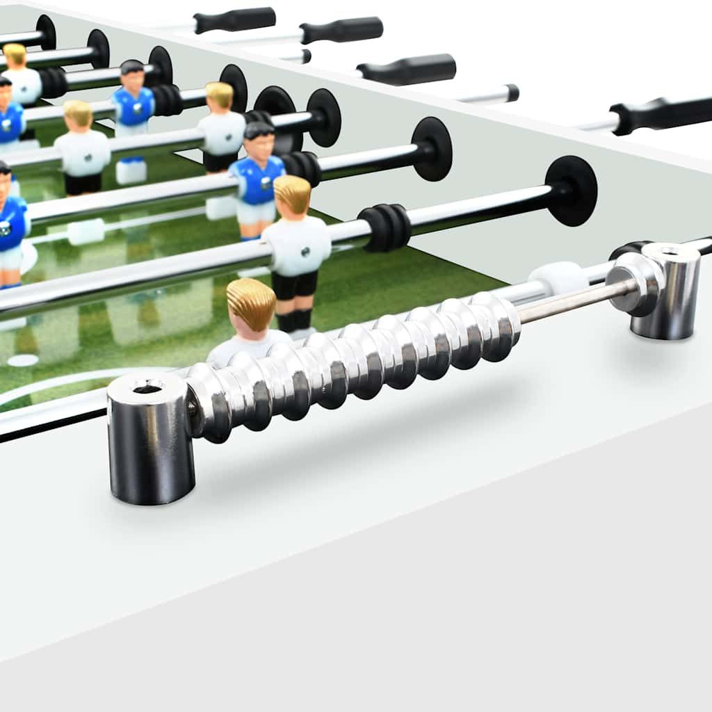 furnicato Tischfußballspiel Kickertisch 140 x 74,5 x 87,5 cm in Weiß für spannende Spiele, Fußballspieltisch mit höhenverstellbaren Füßen und Anti-Rutsch-Griffen