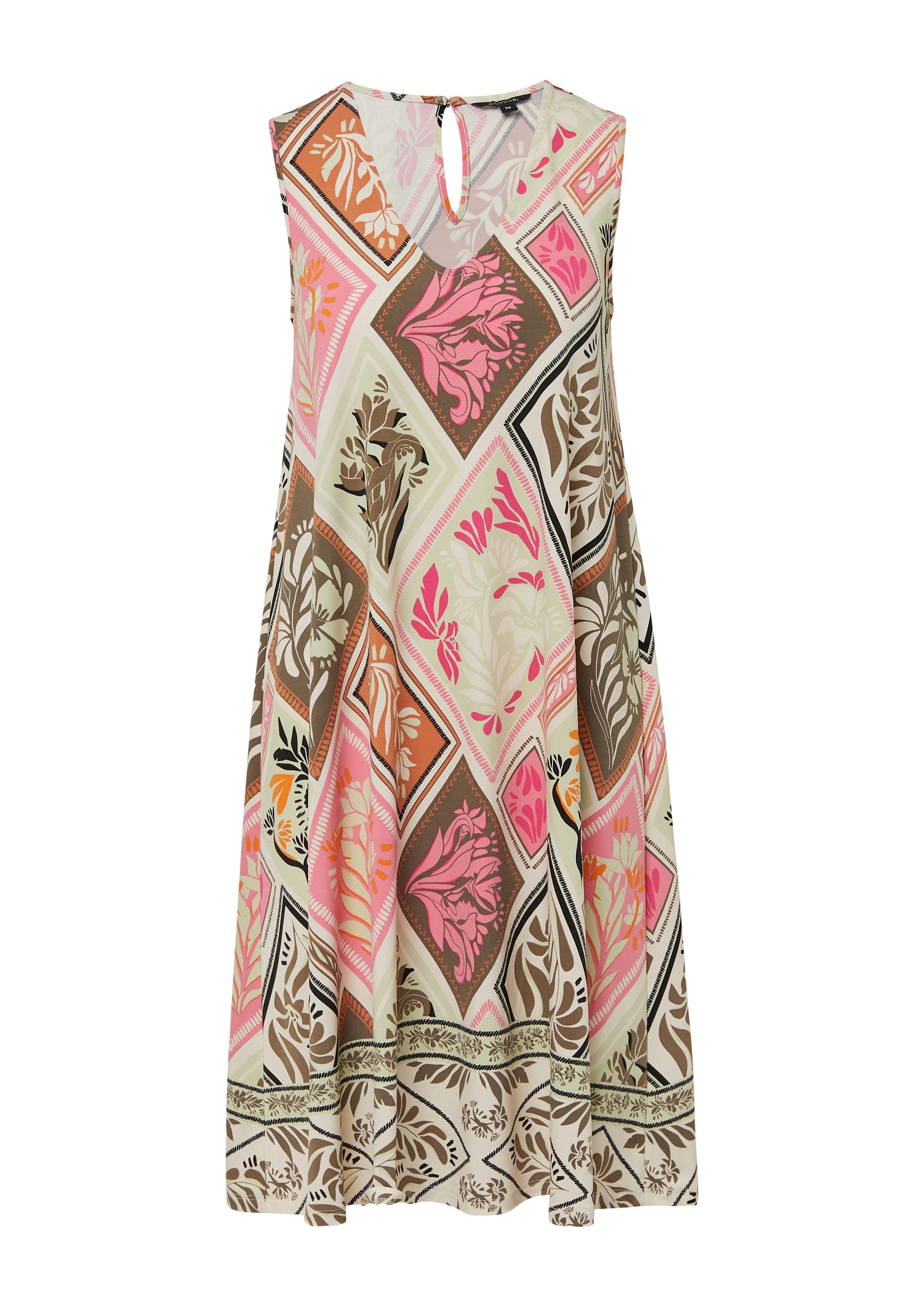 comma Minikleid Kleid Fließendes Jerseykleid mit All-over-Print