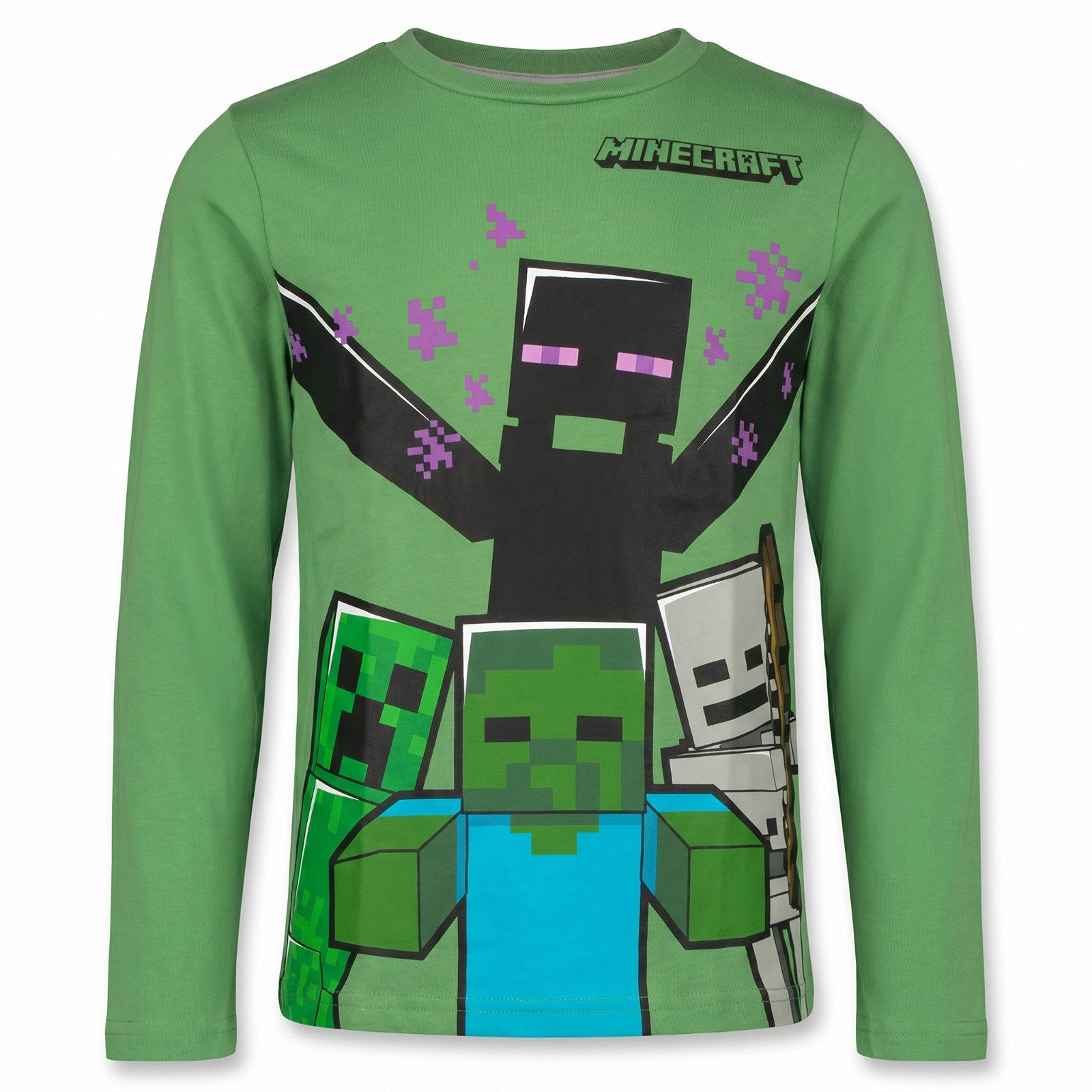 Minecraft Print-Shirt Minecraft Creeper Gamer Kinder Jungen Langarmshirt Shirt Gr. 116-152 100% Baumwolle