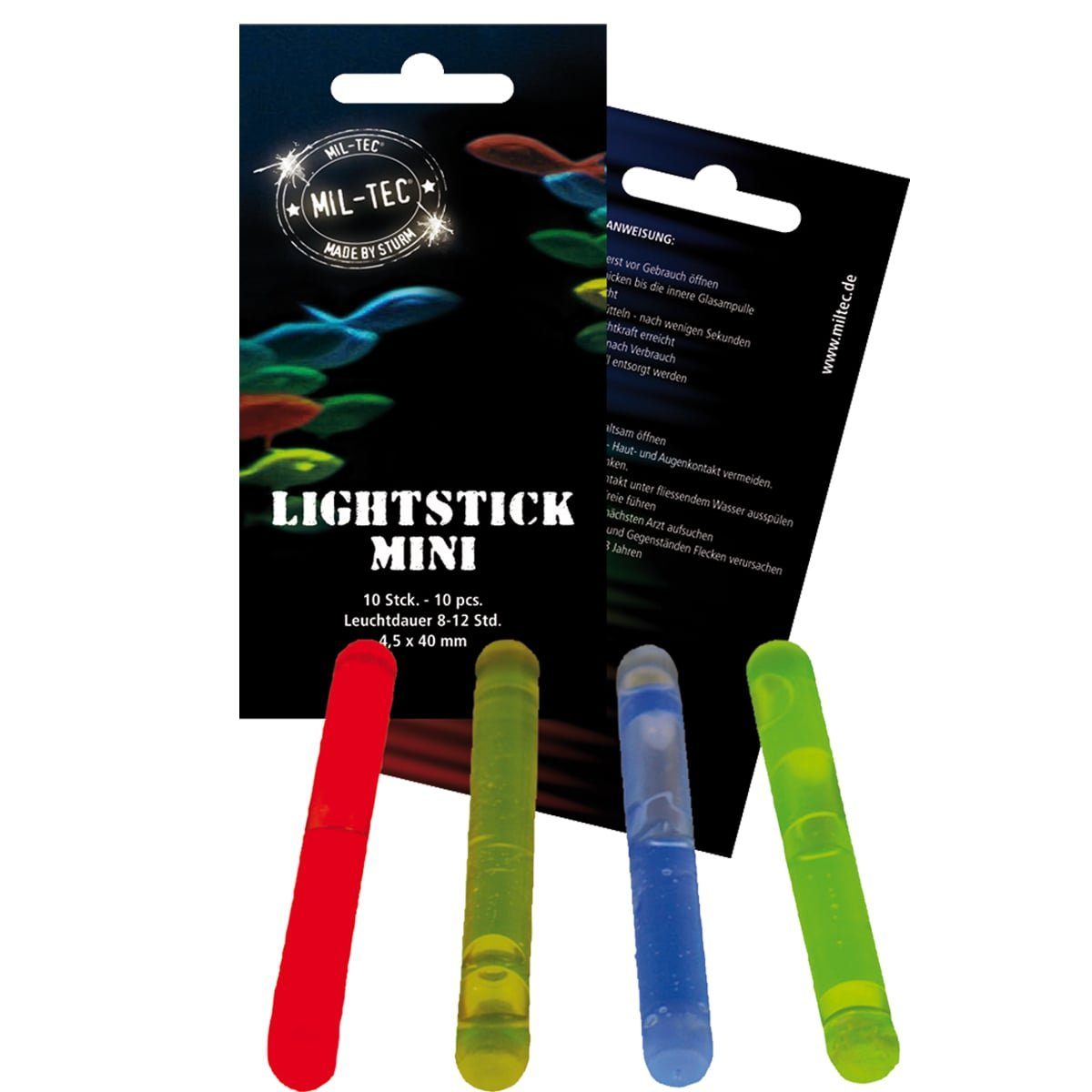 Mil-Tec Knicklicht 1-10x Militär Mini-Leuchtstab / Knicklicht 4,5x40mm MINI