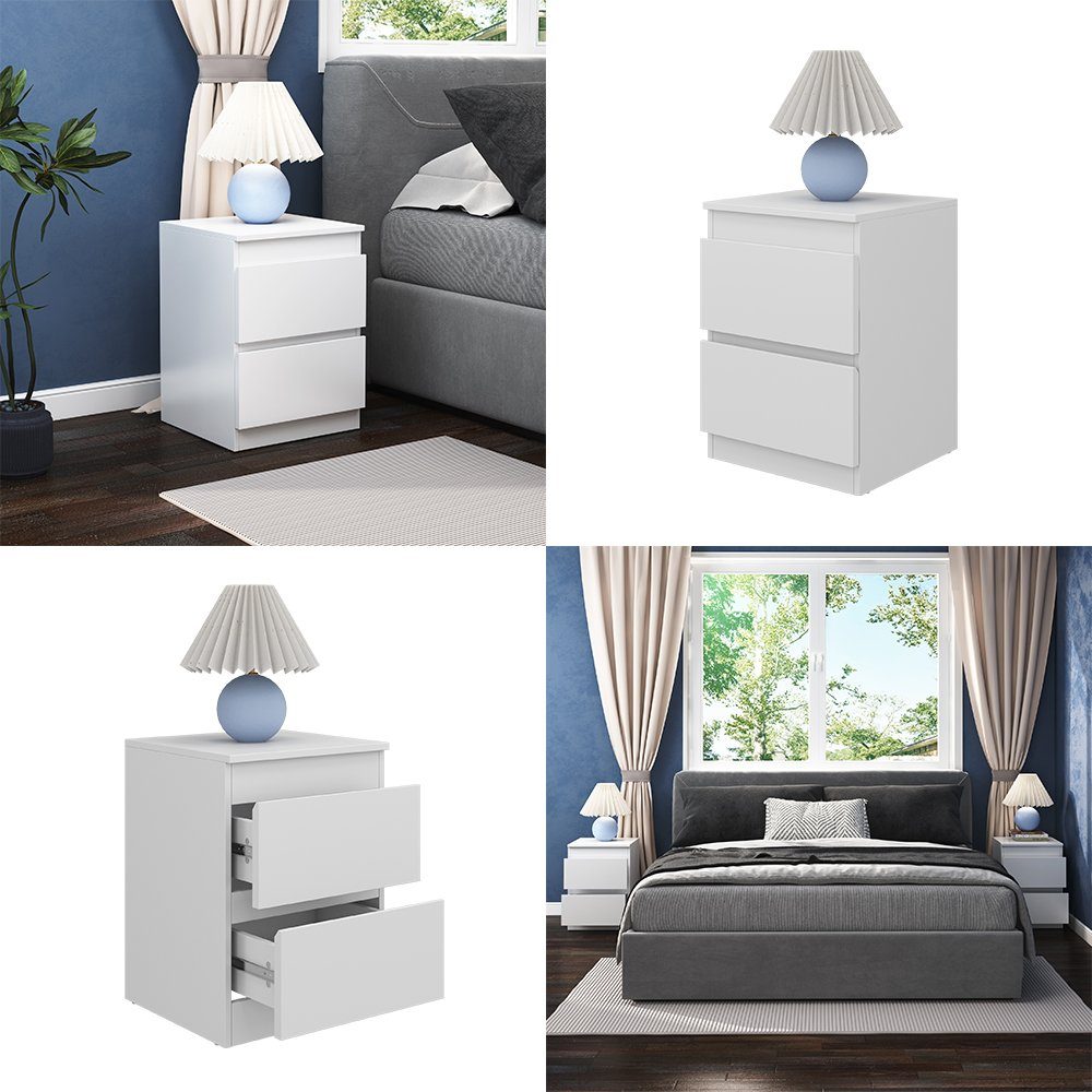 Vicco Nachtschrank Calisto, Weiß/Weiß, 40 x 55 cm