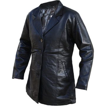 German Wear Ledermantel Trend 424C Schwarz Damen Ledermantel Jacke aus Lamm Nappa Leder Schwarz